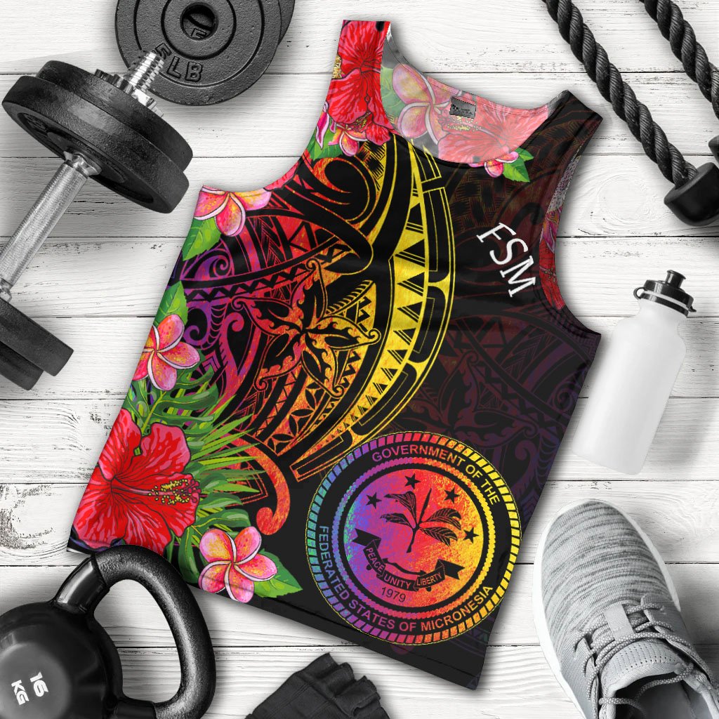 Federated States of Micronesia Men's Tank Top - Tropical Hippie Style Black - Polynesian Pride