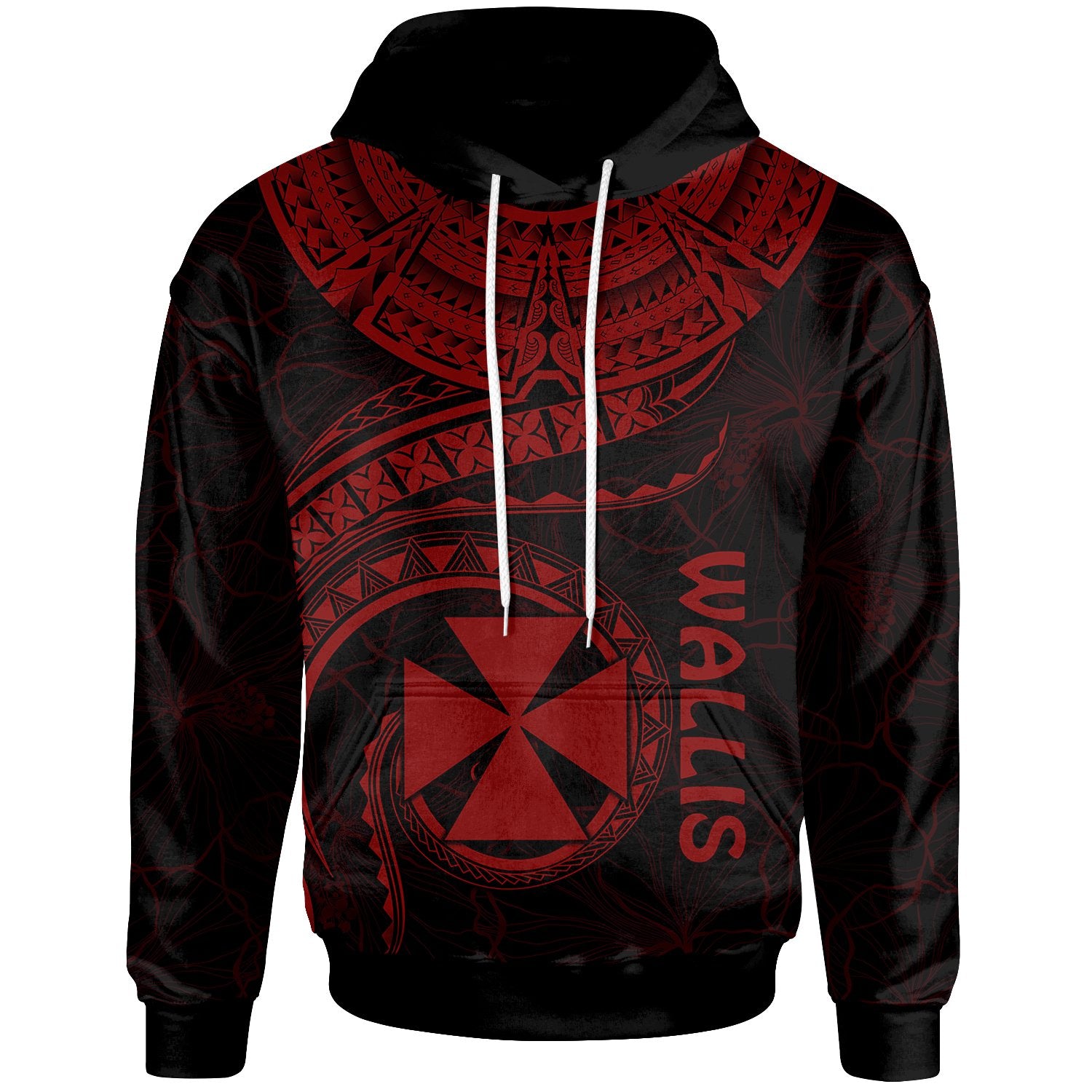 Wallis and Futuna Polynesian Hoodie Wallis and Futuna Waves (Red) Unisex Red - Polynesian Pride