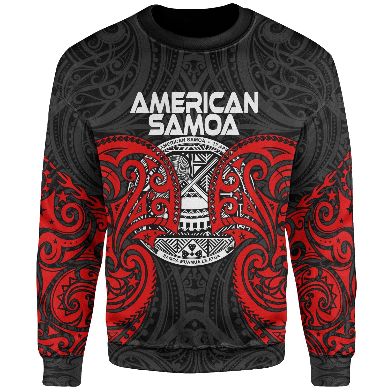 American Samoa Polynesian Sweater - Spirit Style Unisex Black - Polynesian Pride