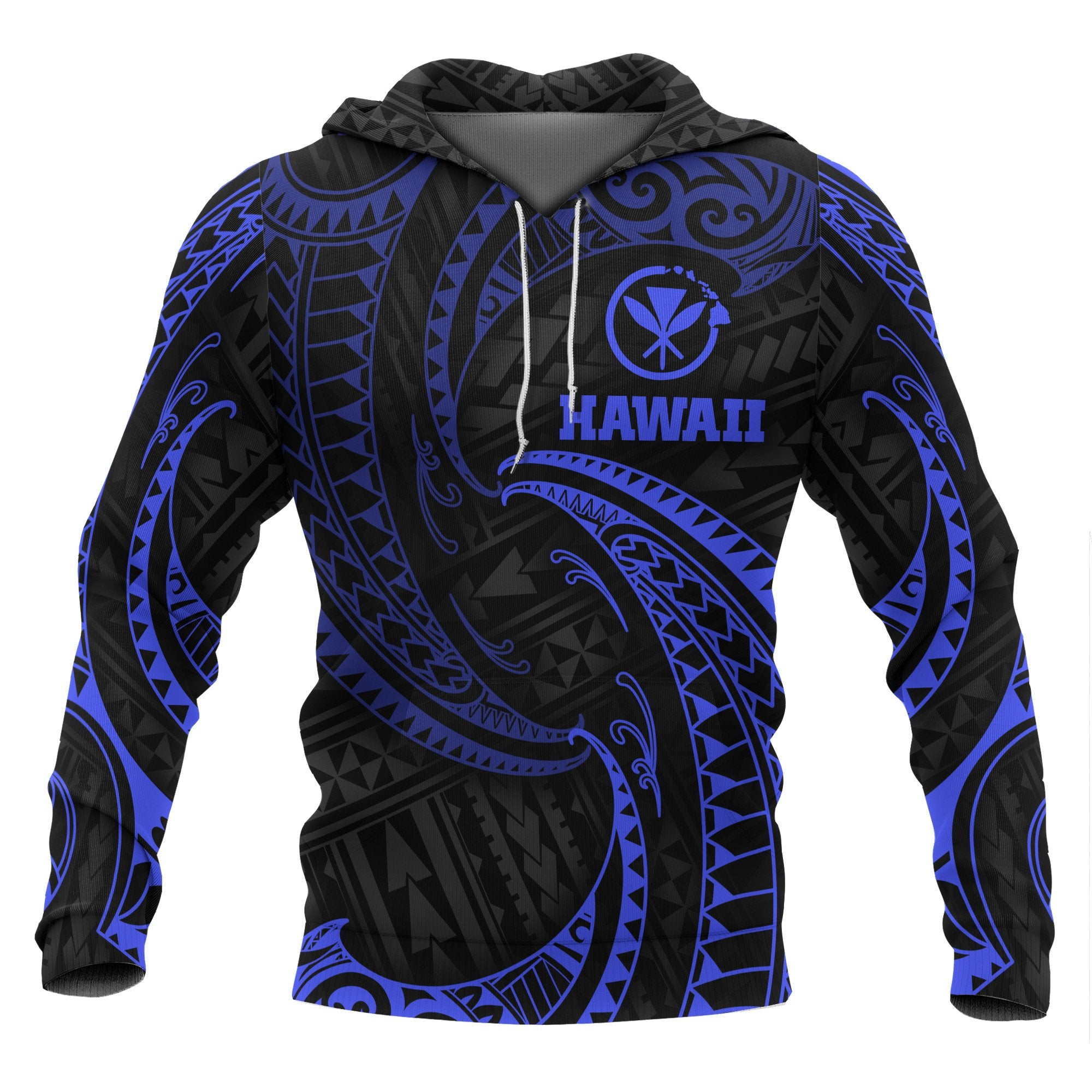 Hawaii Polynesian Hoodie Blue Tribal Wave Unisex Blue - Polynesian Pride