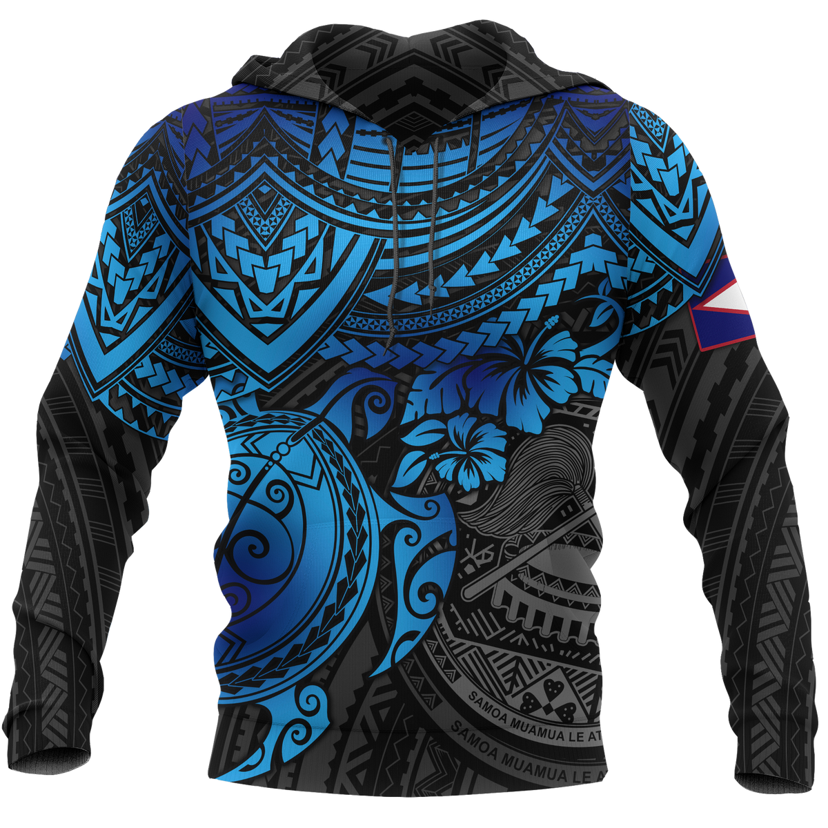 American Samoa Polynesian Hoodie Blue Turtle Unisex BLUE - Polynesian Pride