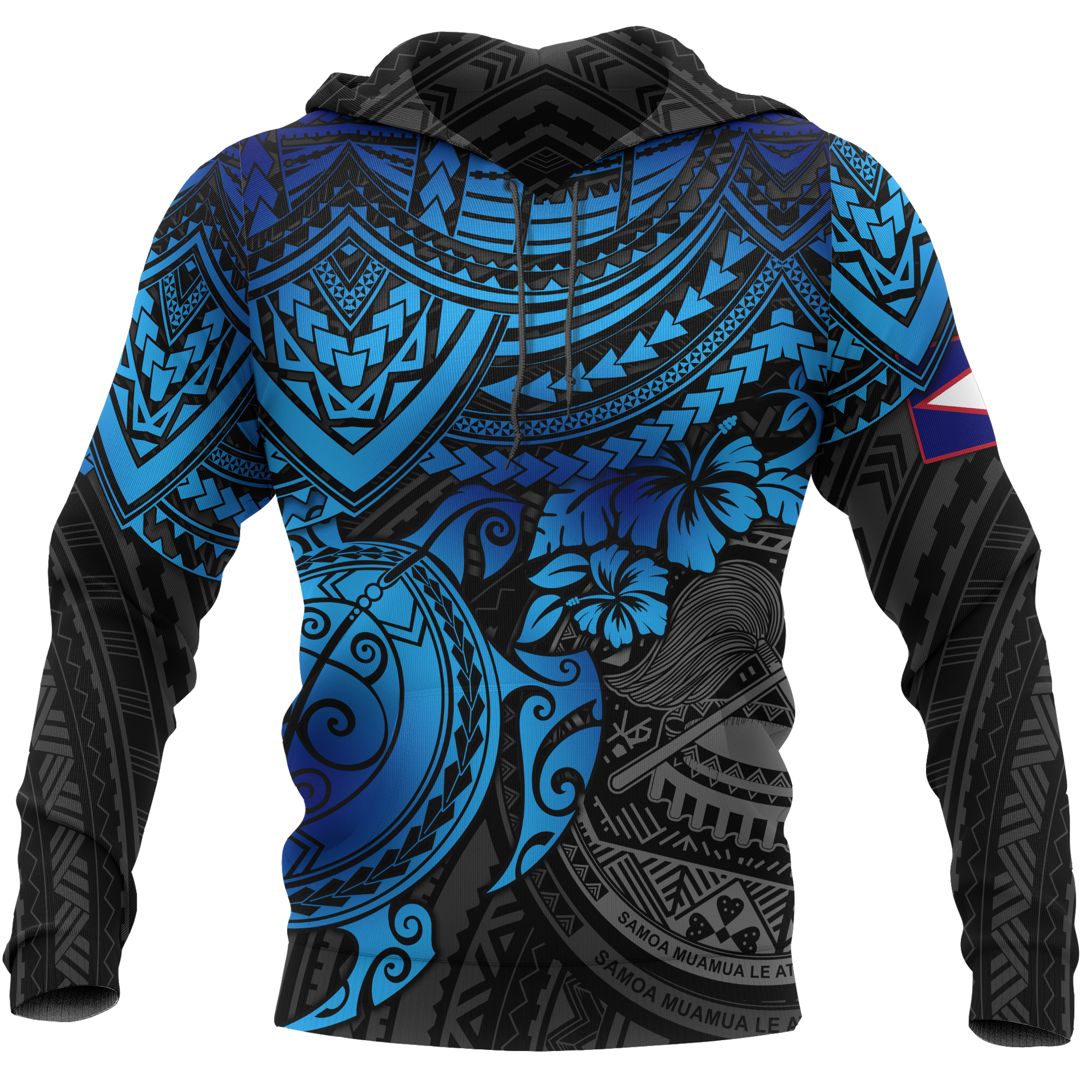 American Samoa Polynesian Hoodie Blue Turtle Unisex BLUE - Polynesian Pride