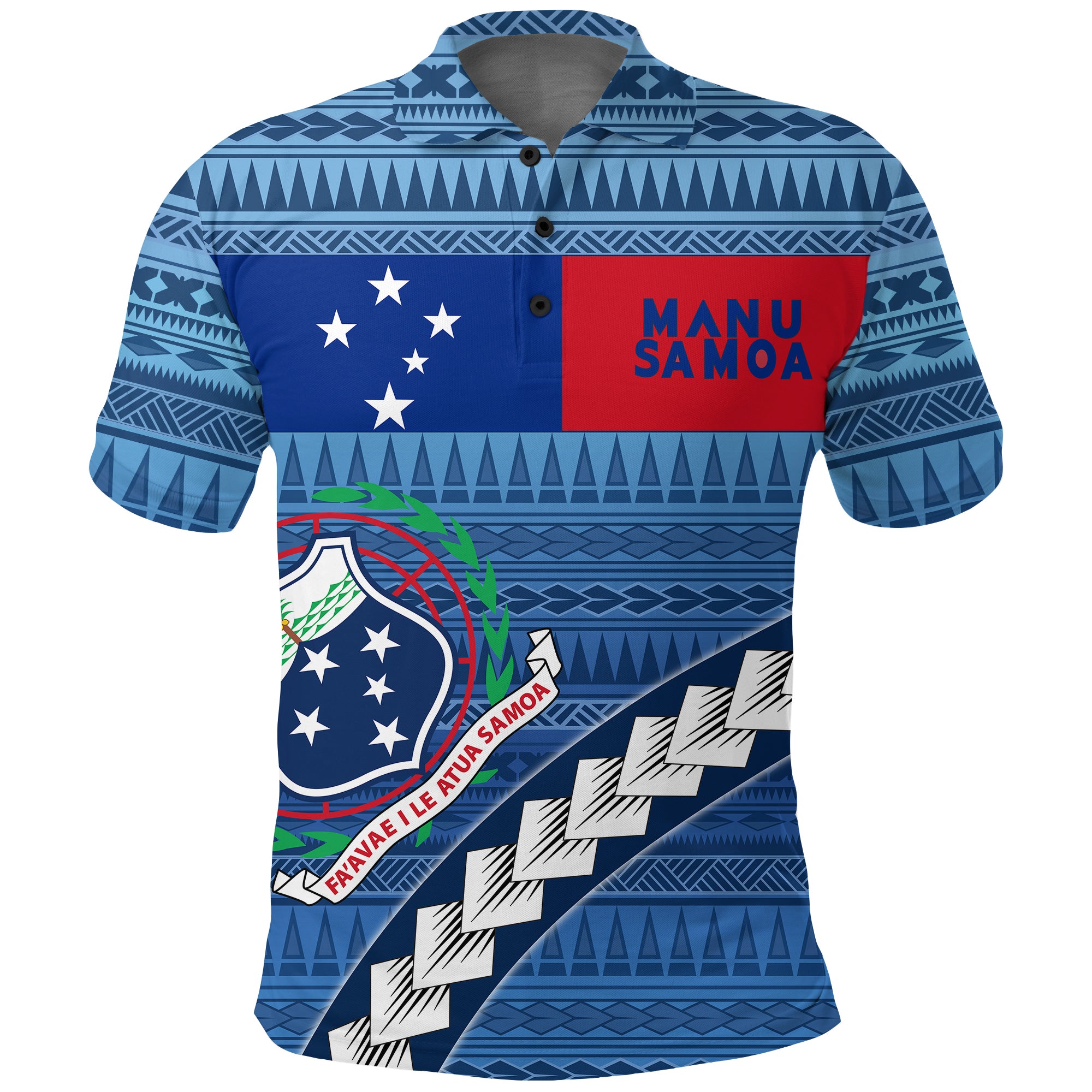 Samoa Polo Shirt Manu Samoa Rugby Unisex Blue - Polynesian Pride