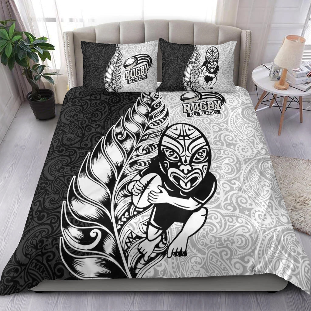 New Zealand Maori All Black Rugby Bedding Set - LT2 WHITE - Polynesian Pride