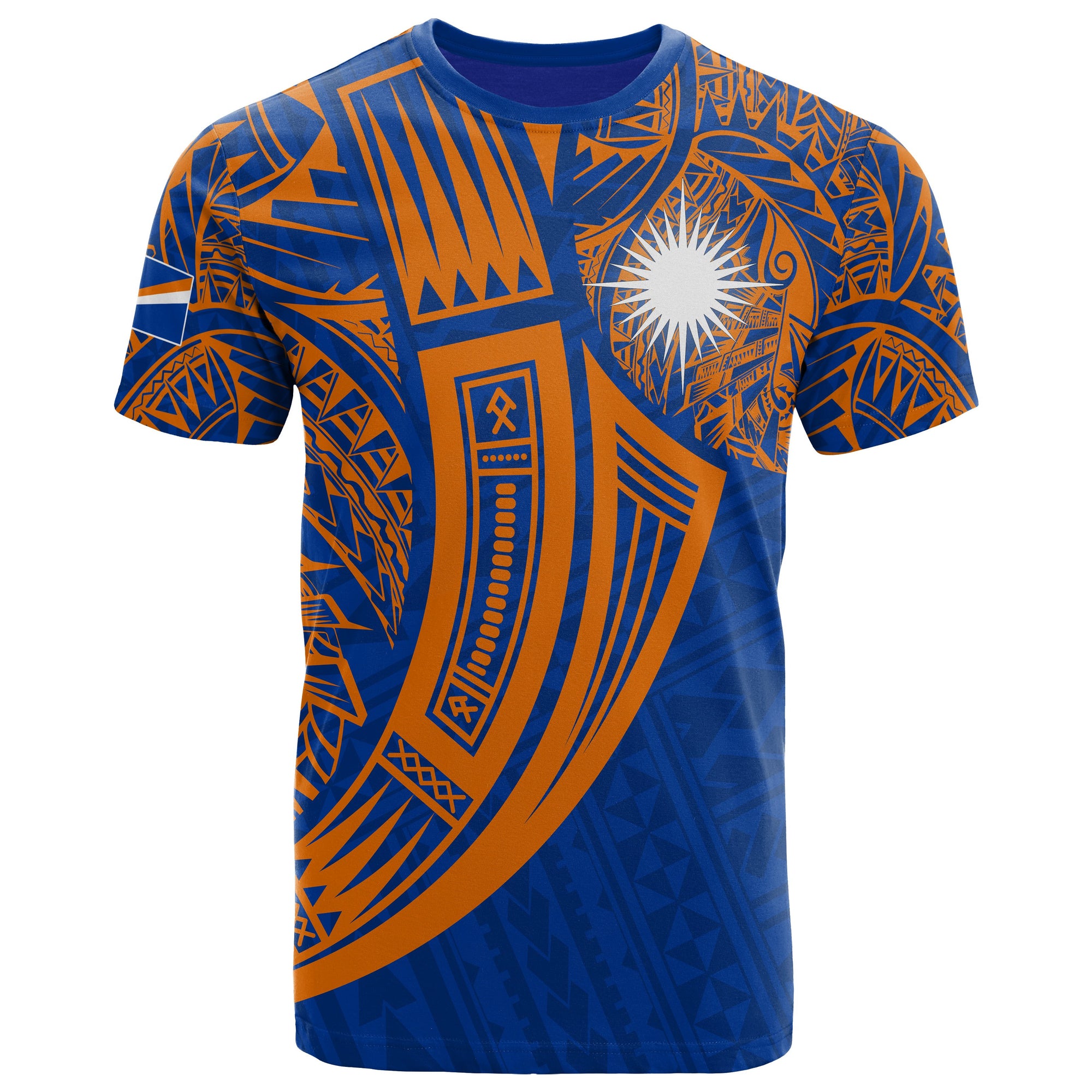 Marshall Islands Polynesian T Shirt Tribal Tattoo Unisex Blue - Polynesian Pride