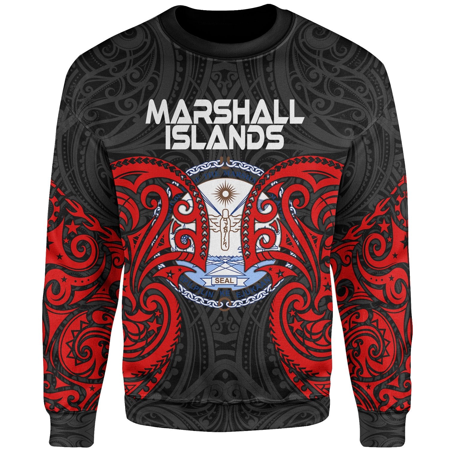 Marshall Islands Polynesian Sweater - Spirit Style Unisex Black - Polynesian Pride