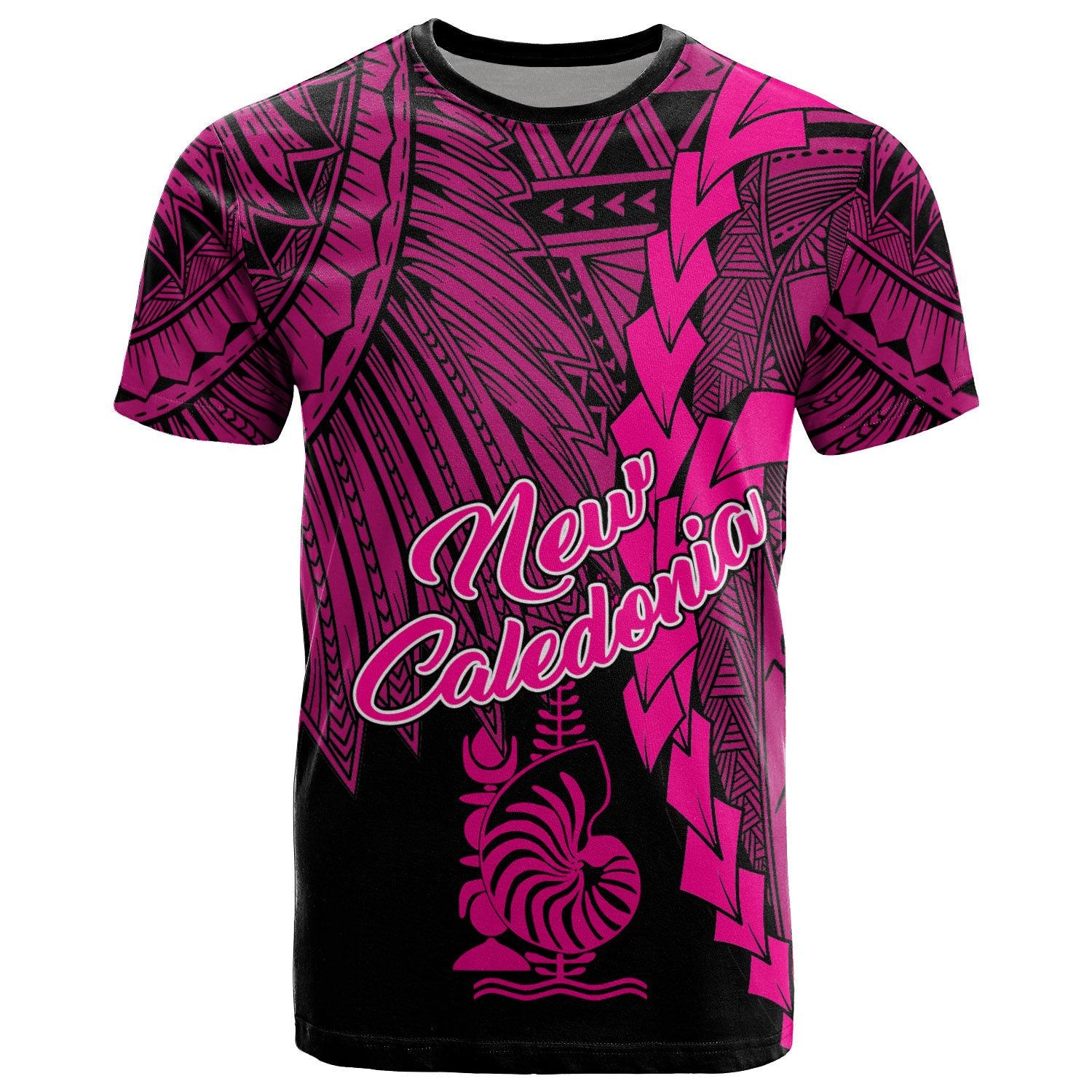 New Caledonia Polynesian T Shirt Tribal Wave Tattoo Pink Unisex Pink - Polynesian Pride