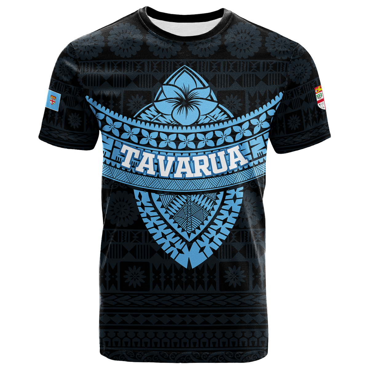 Custom Tavarua Fiji Tapa Tribal T Shirt LT12 Unisex Blue - Polynesian Pride