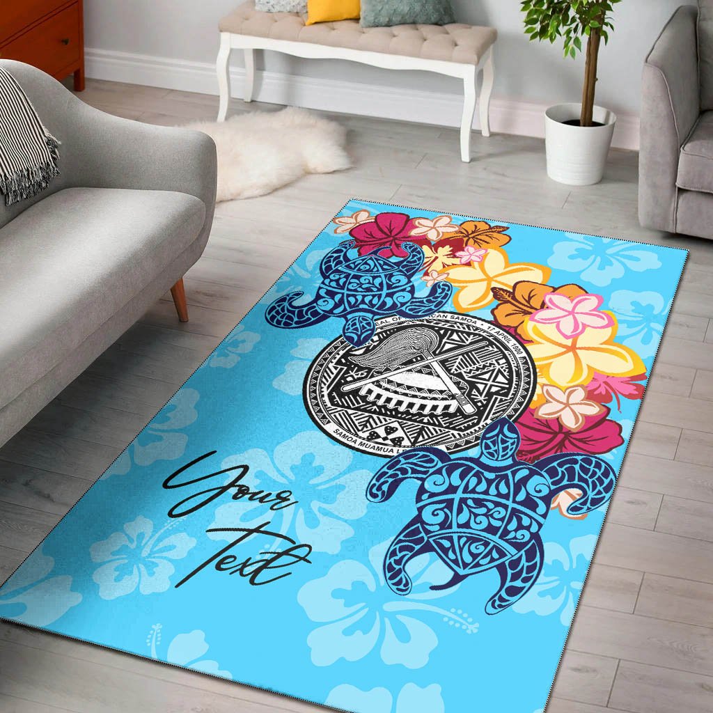 American Samoa Area Rug - Custom Personalised Tropical Style Blue - Polynesian Pride