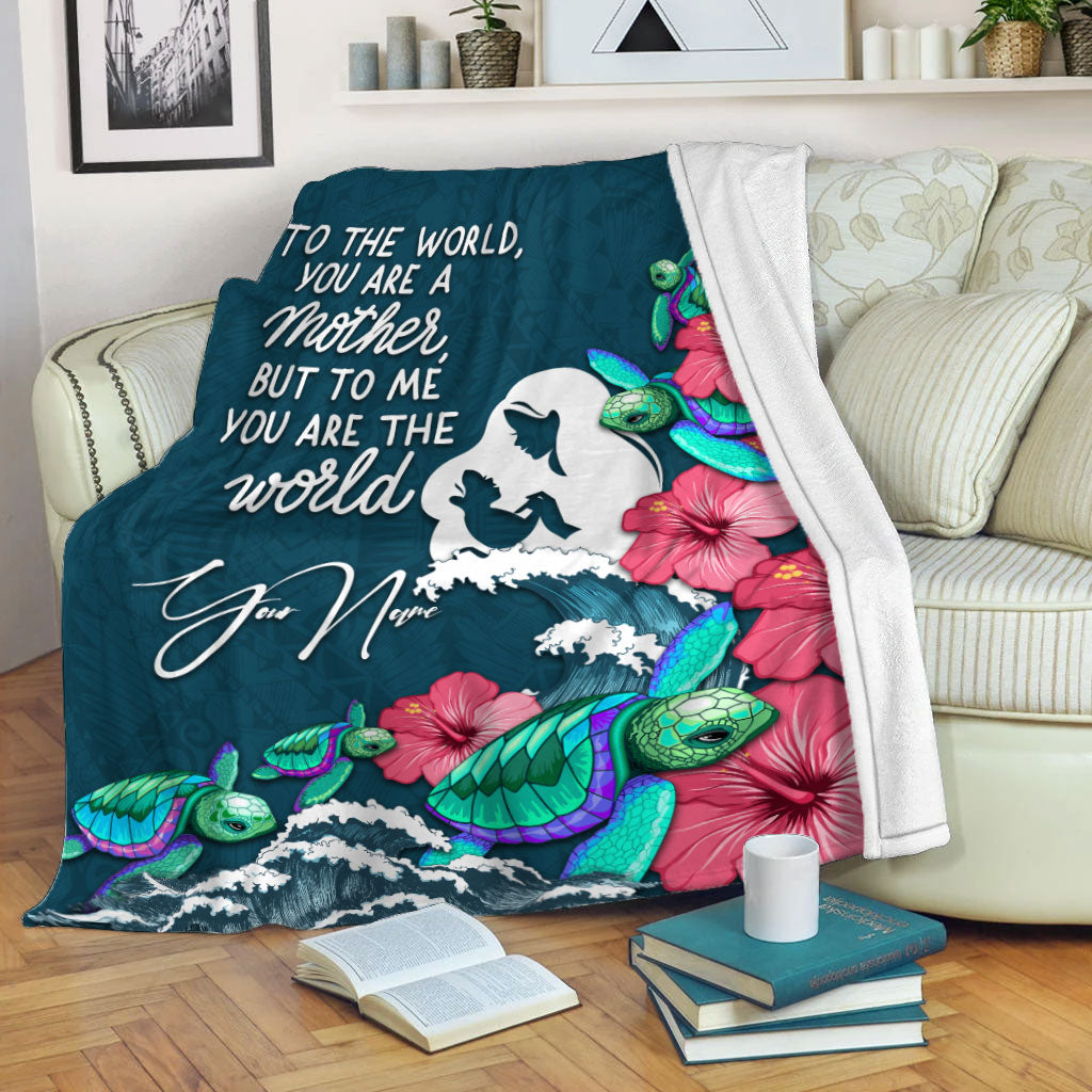 (Custom Personalised) Polynesian Mothers Day With Green Turtle Blanket - LT12 White - Polynesian Pride