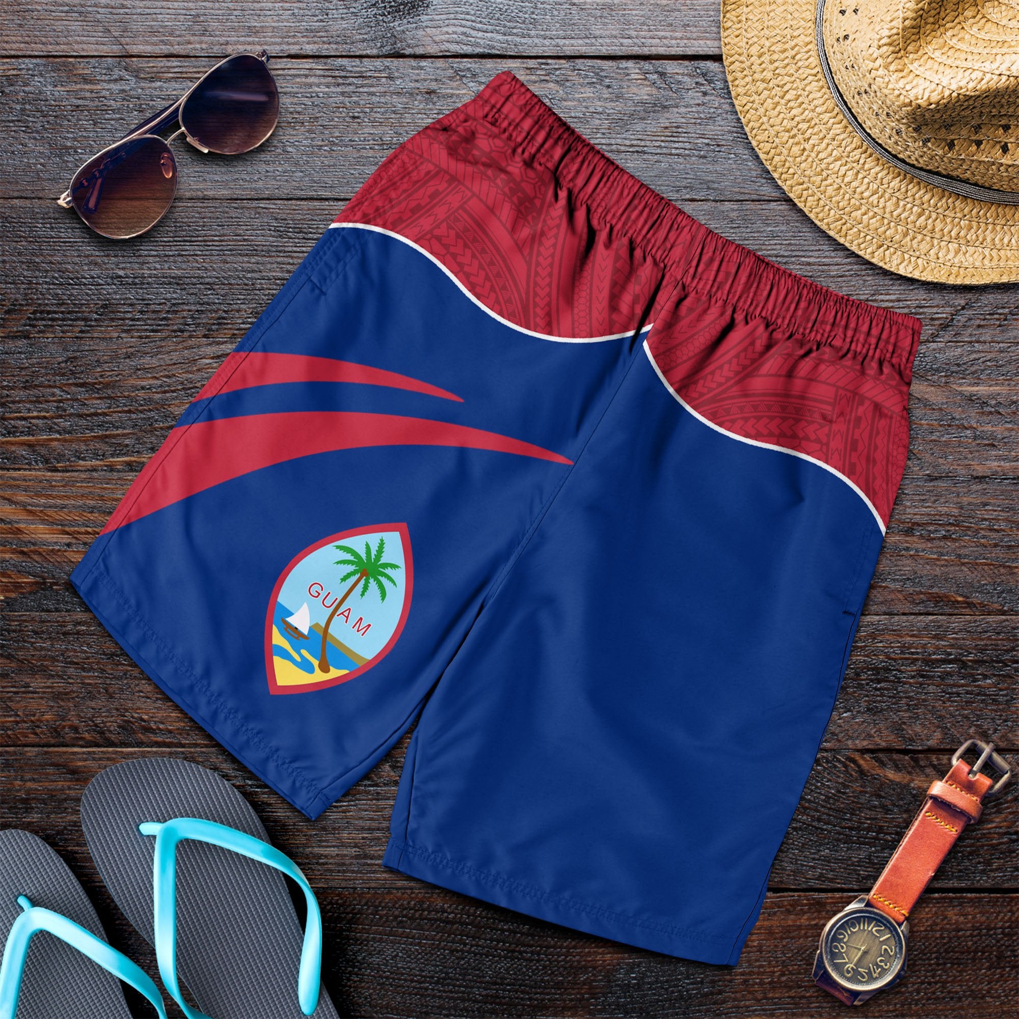 Guam Men's Shorts - Curve Style Blue - Polynesian Pride