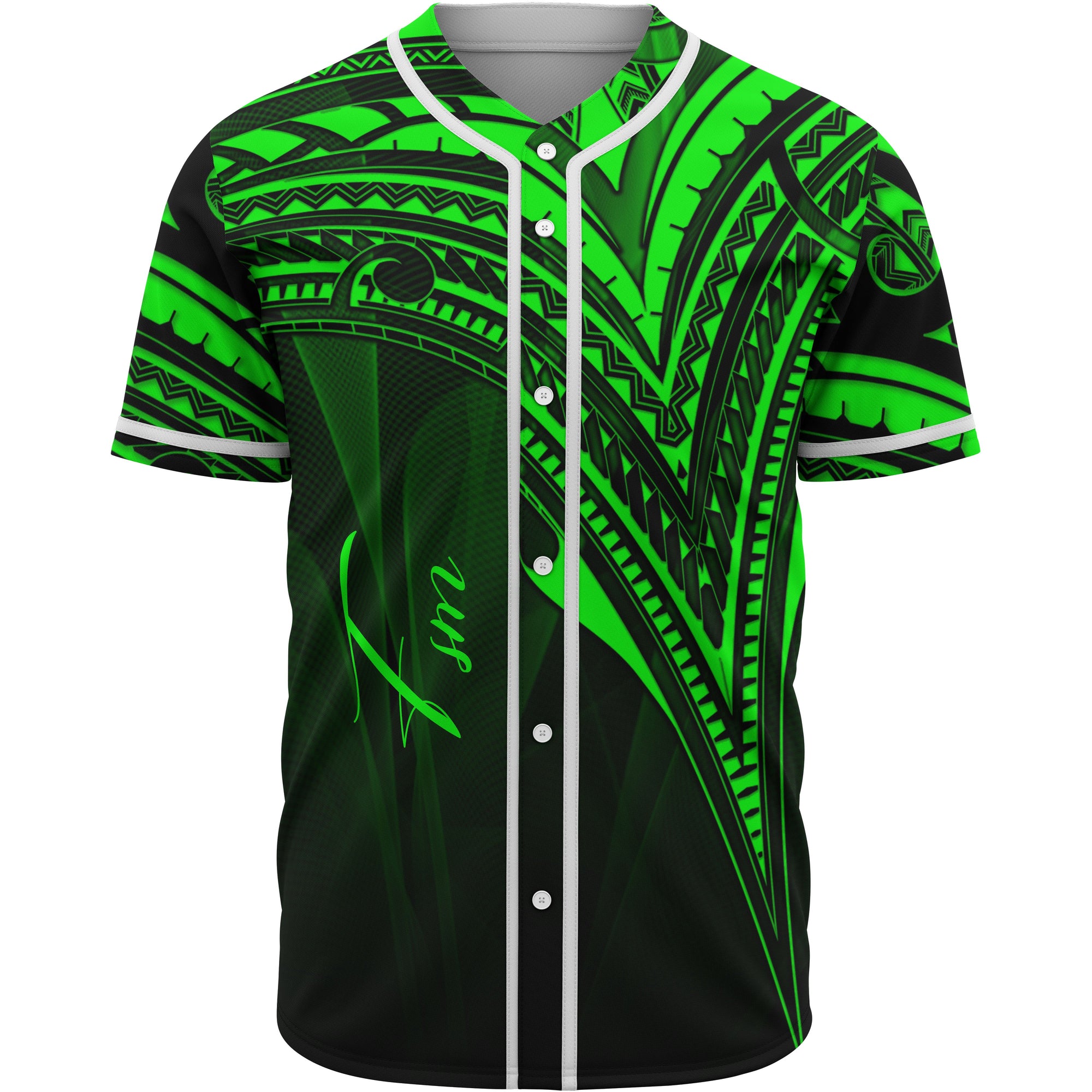 Federated States of Micronesia Baseball Shirt - Green Color Cross Style Unisex Black - Polynesian Pride