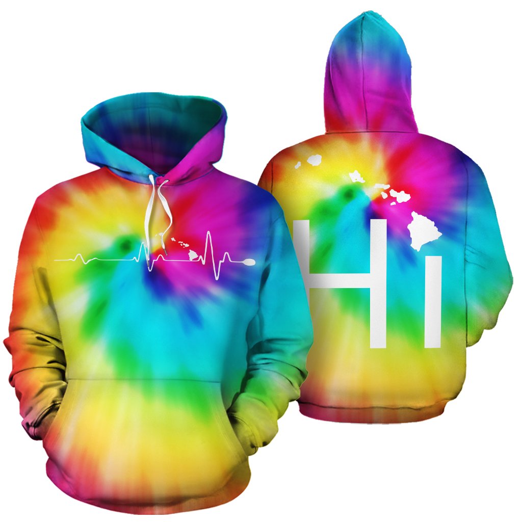 Hawaiian Map Hoodie Tie Dye Unisex Yellow - Polynesian Pride