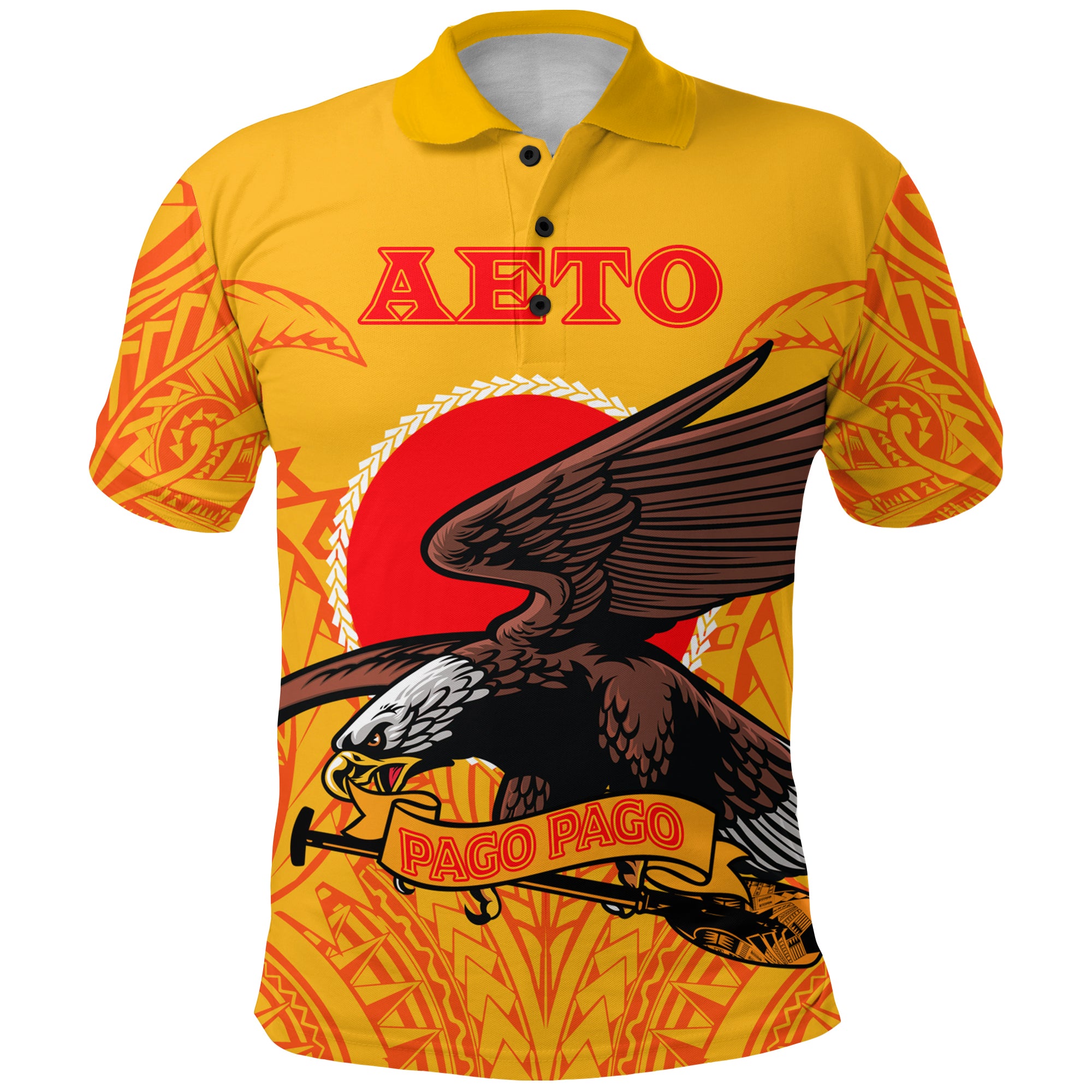 American Samoa Polo Shirt Aeto Pago Pago Eagle LT12 Unisex Yellow - Polynesian Pride