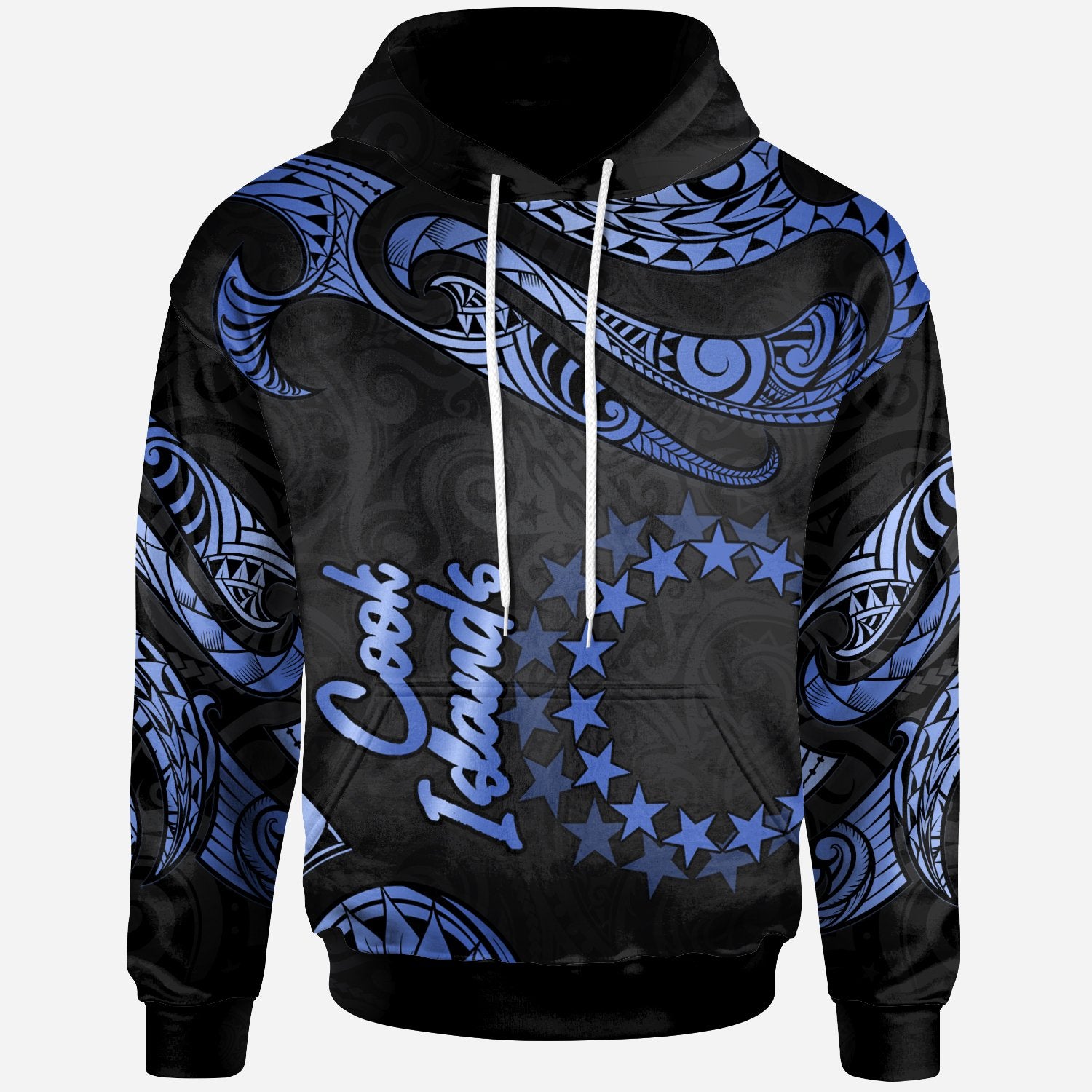 Cook Islands Hoodie Polynesian Tattoo Blue Version Unisex Blue - Polynesian Pride