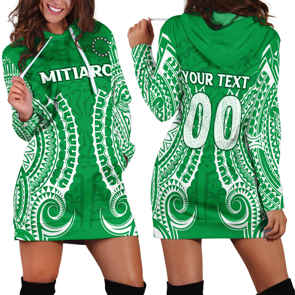 (Custom Personalised) Cook Islands Mitiaro Hoodie Dress - Tribal Pattern - LT12 Green - Polynesian Pride