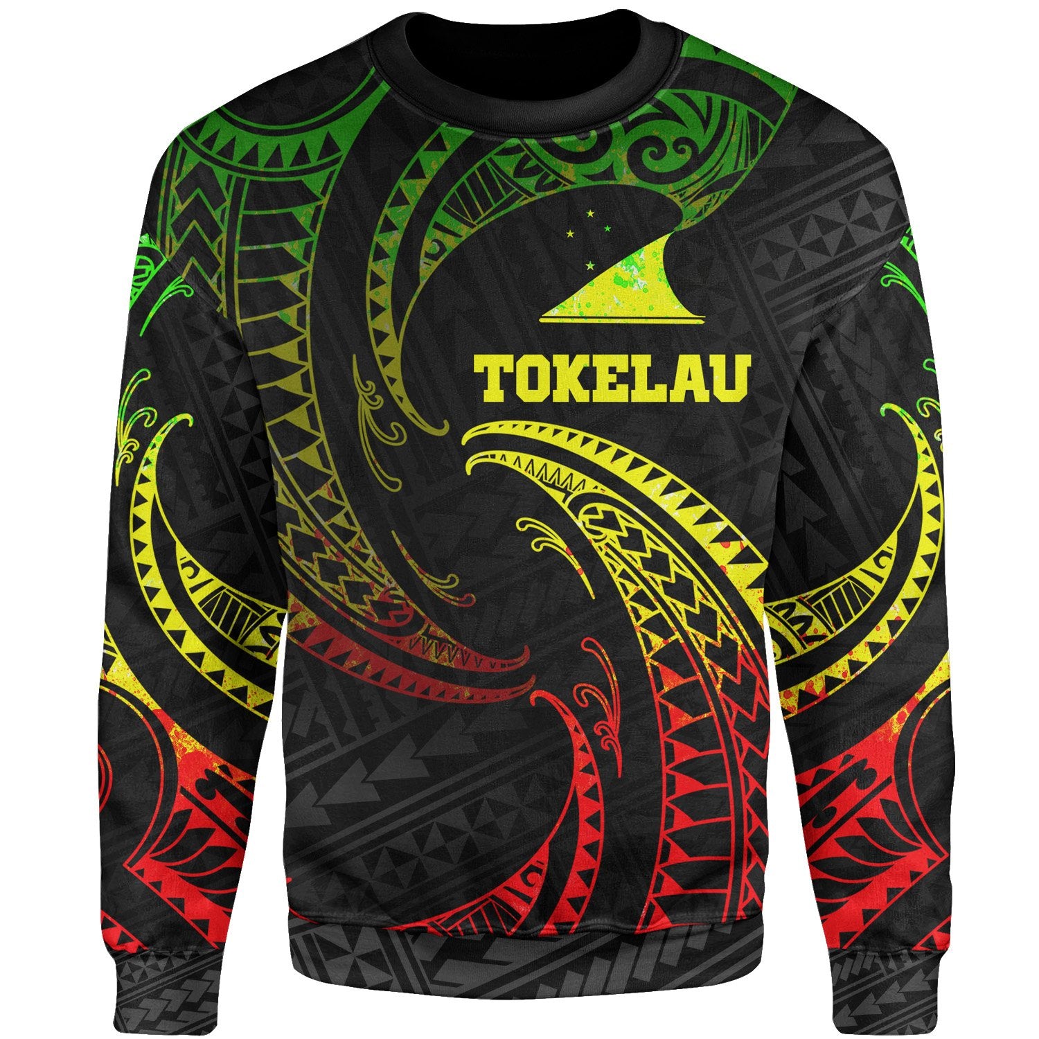 Tokelau Polynesian Sweater - Reggae Tribal Wave Unisex Reggae - Polynesian Pride