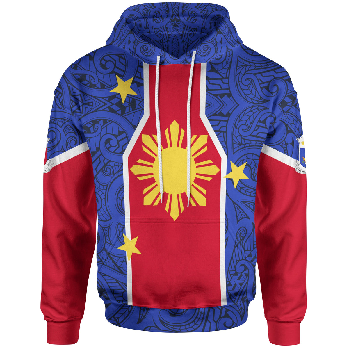Philippines Hoodie Polynesian Pattern Flag Unisex Blue - Polynesian Pride