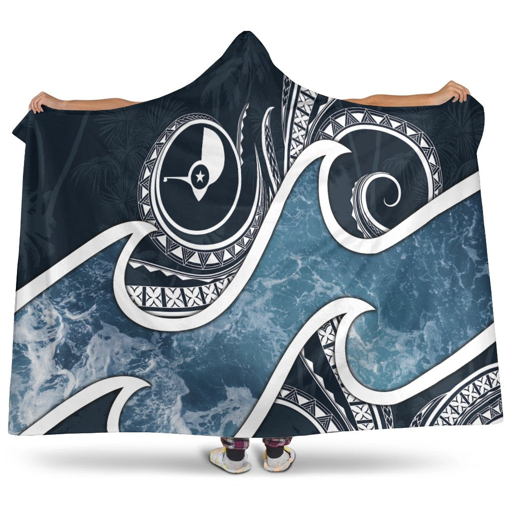 Yap Islands Polynesian Hooded Blanket - Ocean Style Hooded Blanket Blue - Polynesian Pride