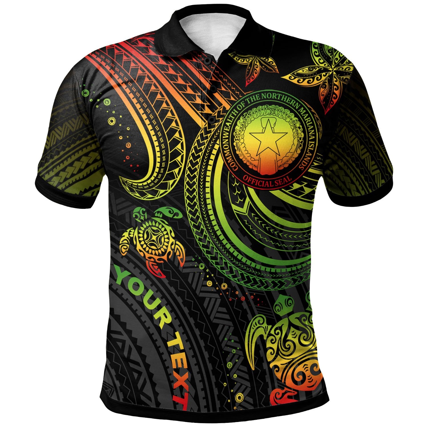 Northern Marianas Islands Custom Polo Shirt Reggae Turtle Unisex Reggae - Polynesian Pride