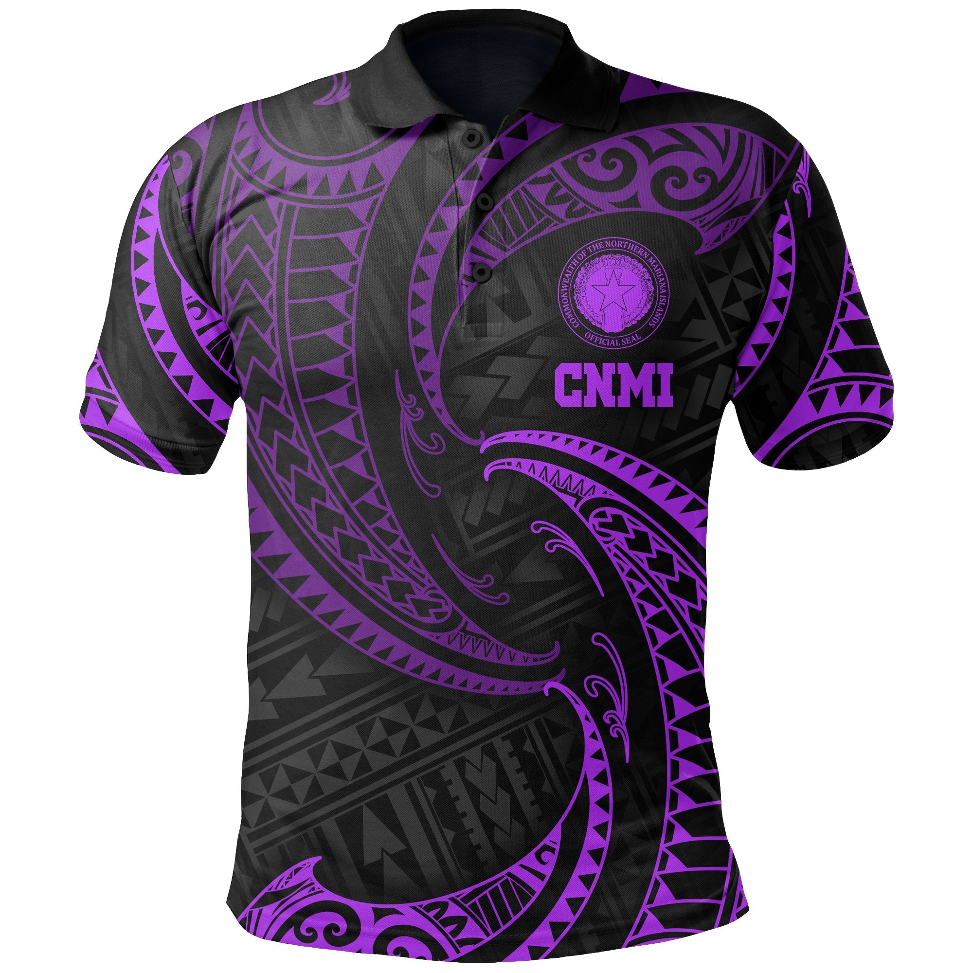 Northern Mariana Islands Polynesian Polo Shirt Purple Tribal Wave Unisex Purple - Polynesian Pride