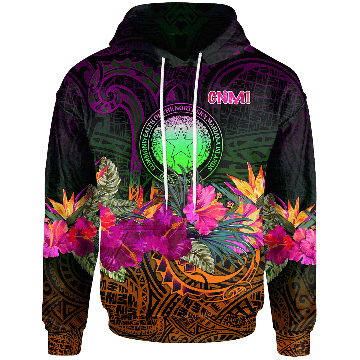 Northern Mariana Islands Polynesian Hoodie Summer Hibiscus Unisex Reggae - Polynesian Pride