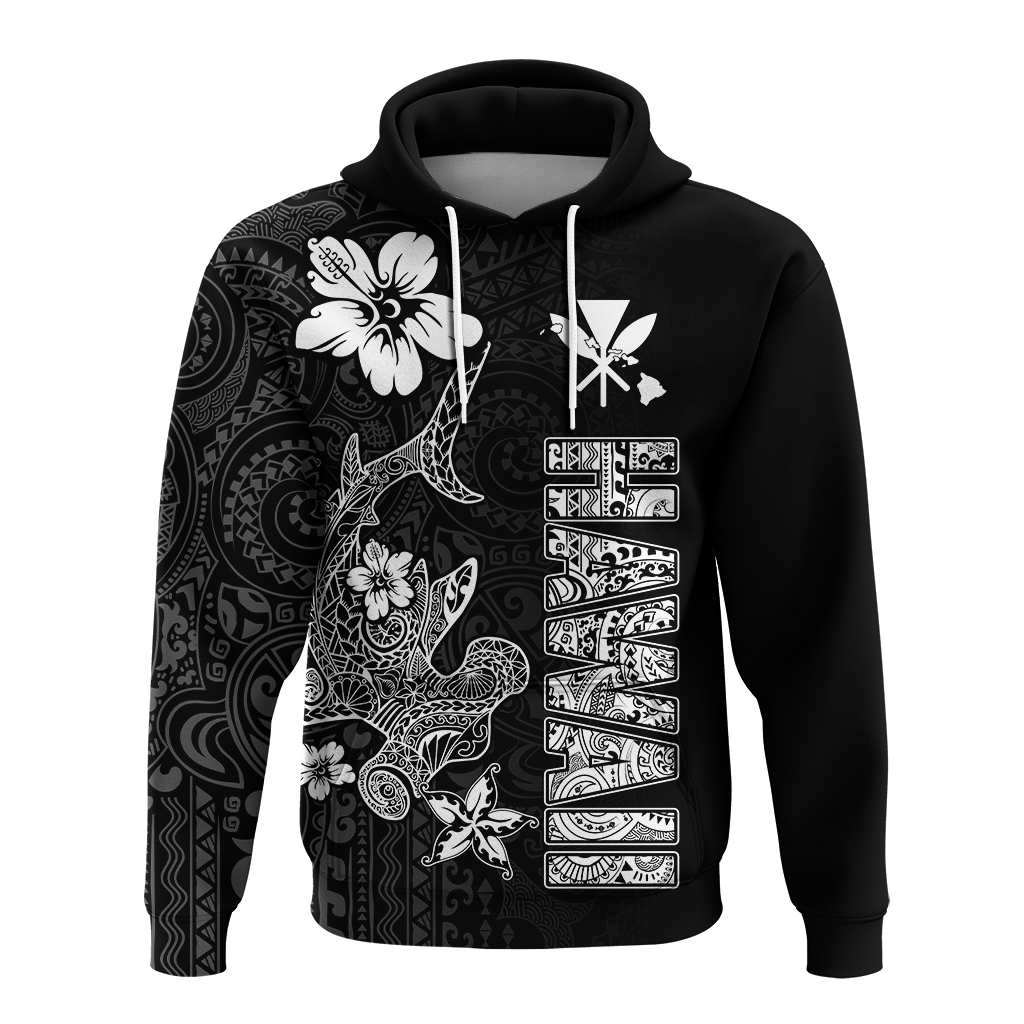 Custom Hawaii Hammerhead Shark Hibiscus Hawaii Pattern Hoodie LT2 - Polynesian Pride