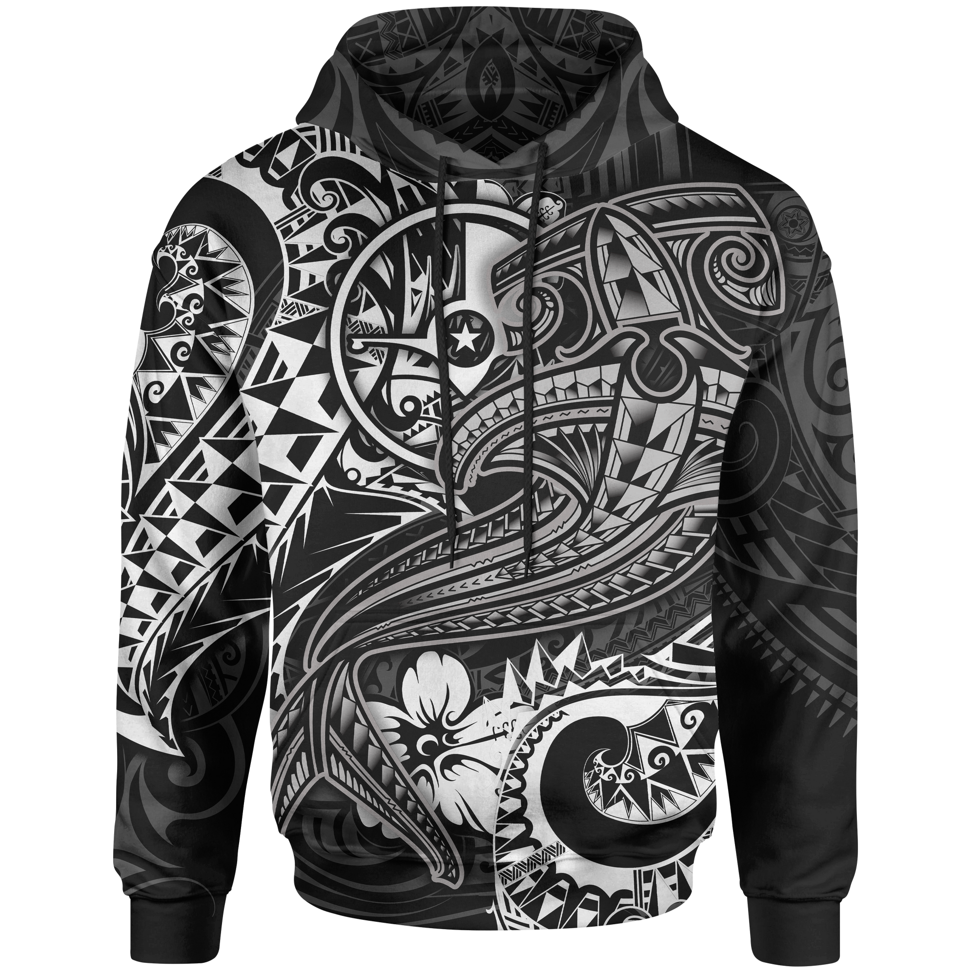 Yap Hoodie White Shark Polynesian Tattoo Unisex White - Polynesian Pride