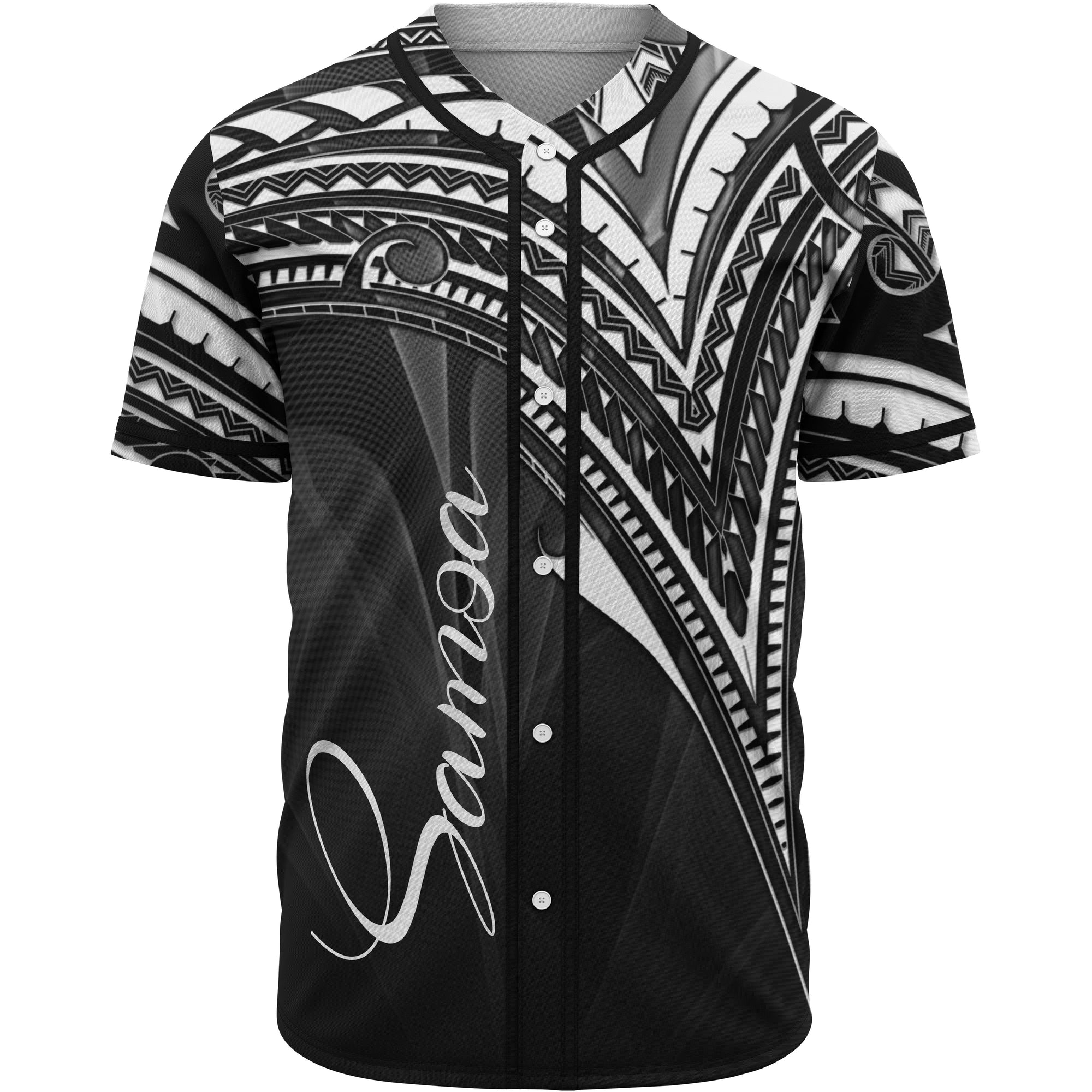 Samoa Baseball Shirt - White Color Cross Style Unisex Black - Polynesian Pride