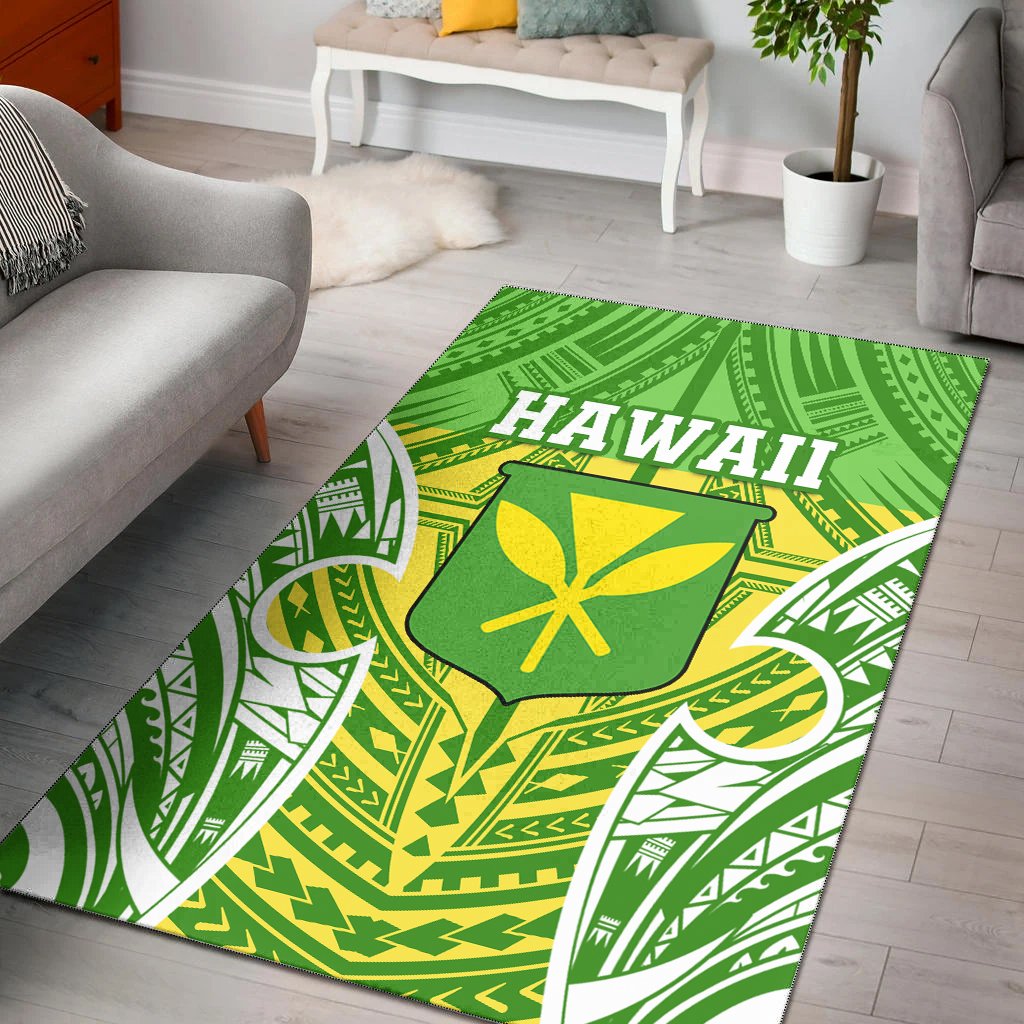 Hawaii Polynesian Area Rug - Hawaiian Pattern With Seal Green - Polynesian Pride