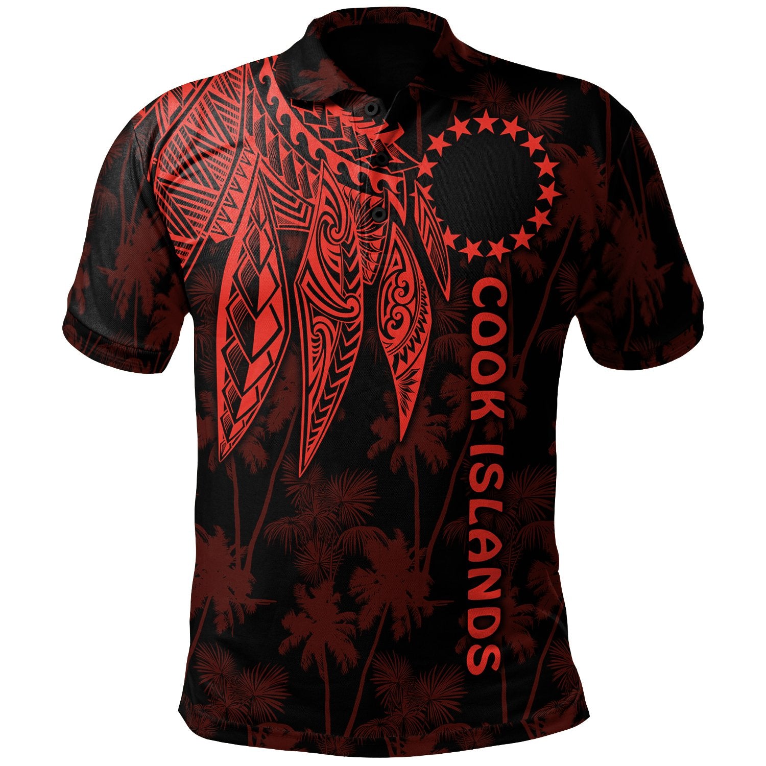 Cook Islands Polo Polynesian Wings (Red) Unisex Red - Polynesian Pride