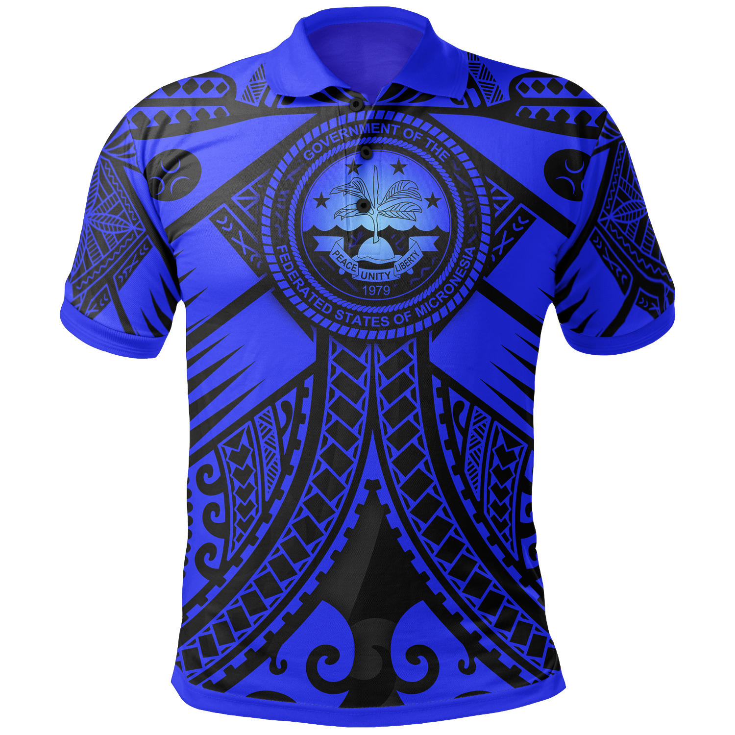 FSM Polo Shirt Blue Seal with Polynesian Tattoo Unisex Blue - Polynesian Pride