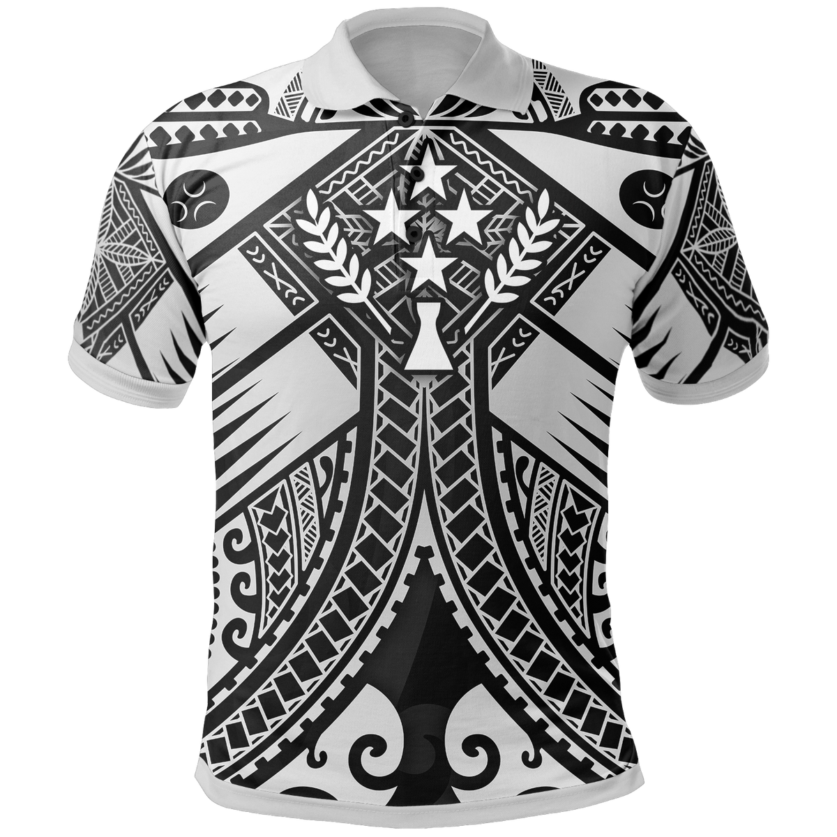 Kosrae Polo Shirt White Seal with Polynesian Tattoo Unisex White - Polynesian Pride