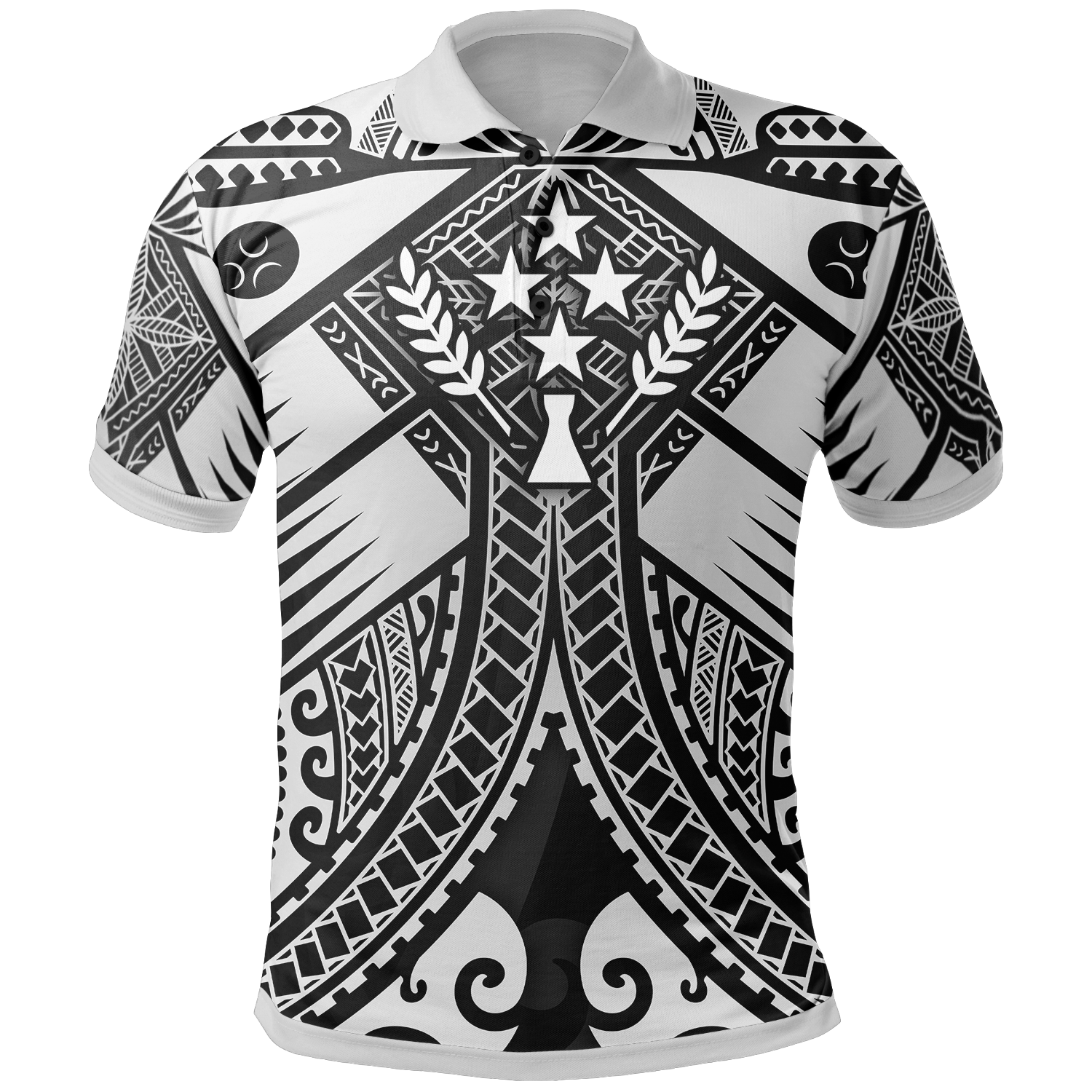 Kosrae Polo Shirt White Seal with Polynesian Tattoo Unisex White - Polynesian Pride