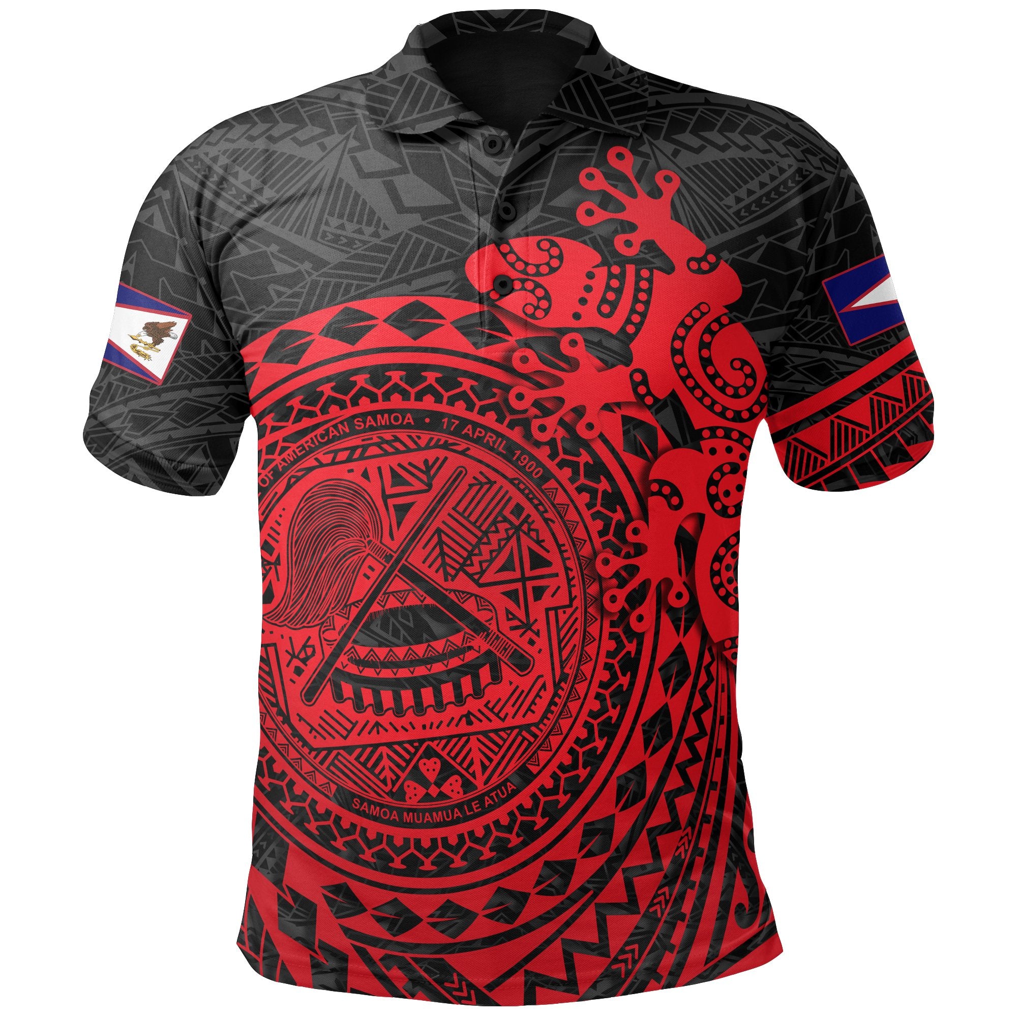 American Samoa Polo Shirt Polynesian Lizard Mens All Over Print Polo Shirt (Model T55) Unisex RED - Polynesian Pride