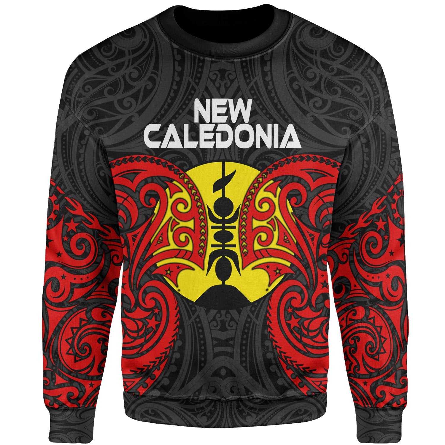 New Caledonia Polynesian Sweater - Spirit Style Unisex Black - Polynesian Pride