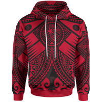 Chuuk Hoodie Red Seal with Polynesian Tattoo Unisex Red - Polynesian Pride