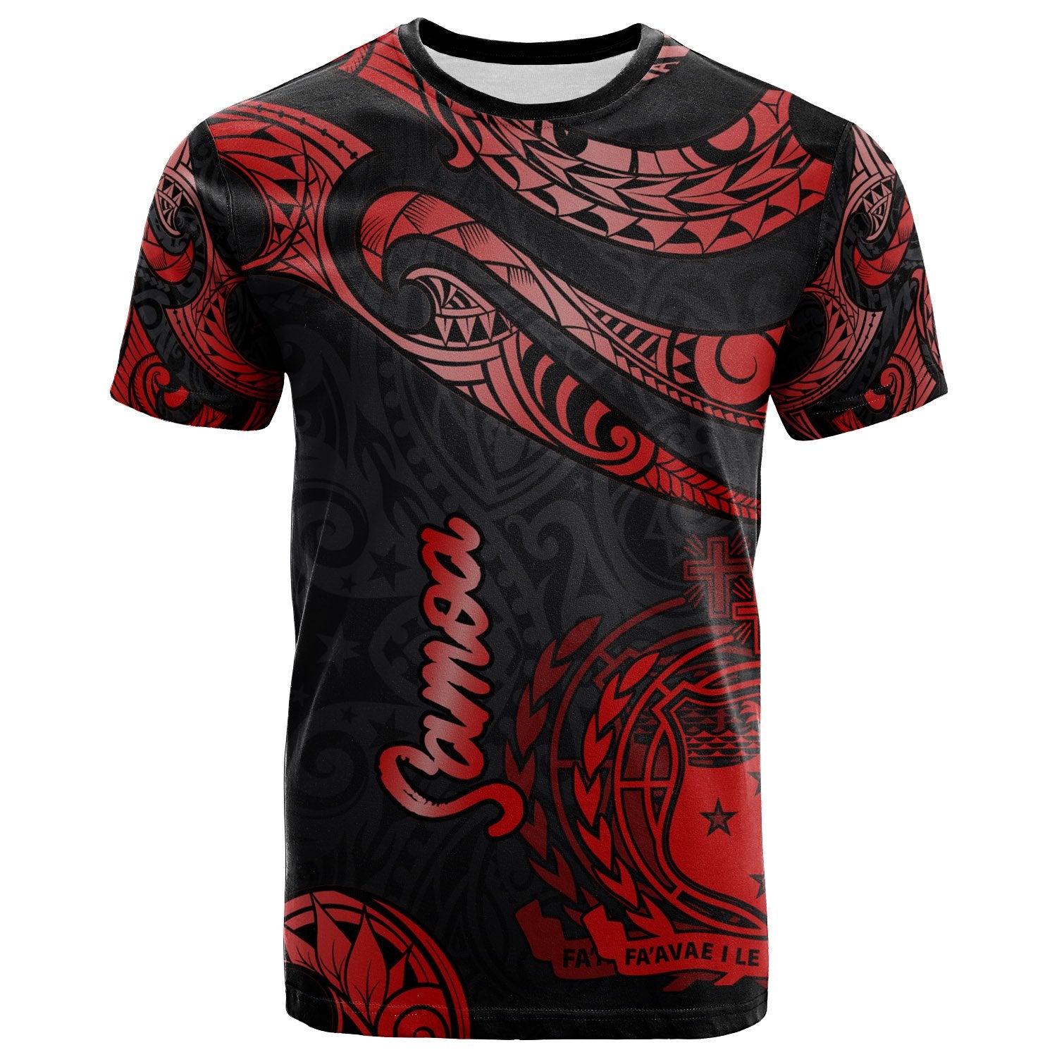 Samoa Polynesian T Shirt Poly Tattoo Red Version Unisex Red - Polynesian Pride