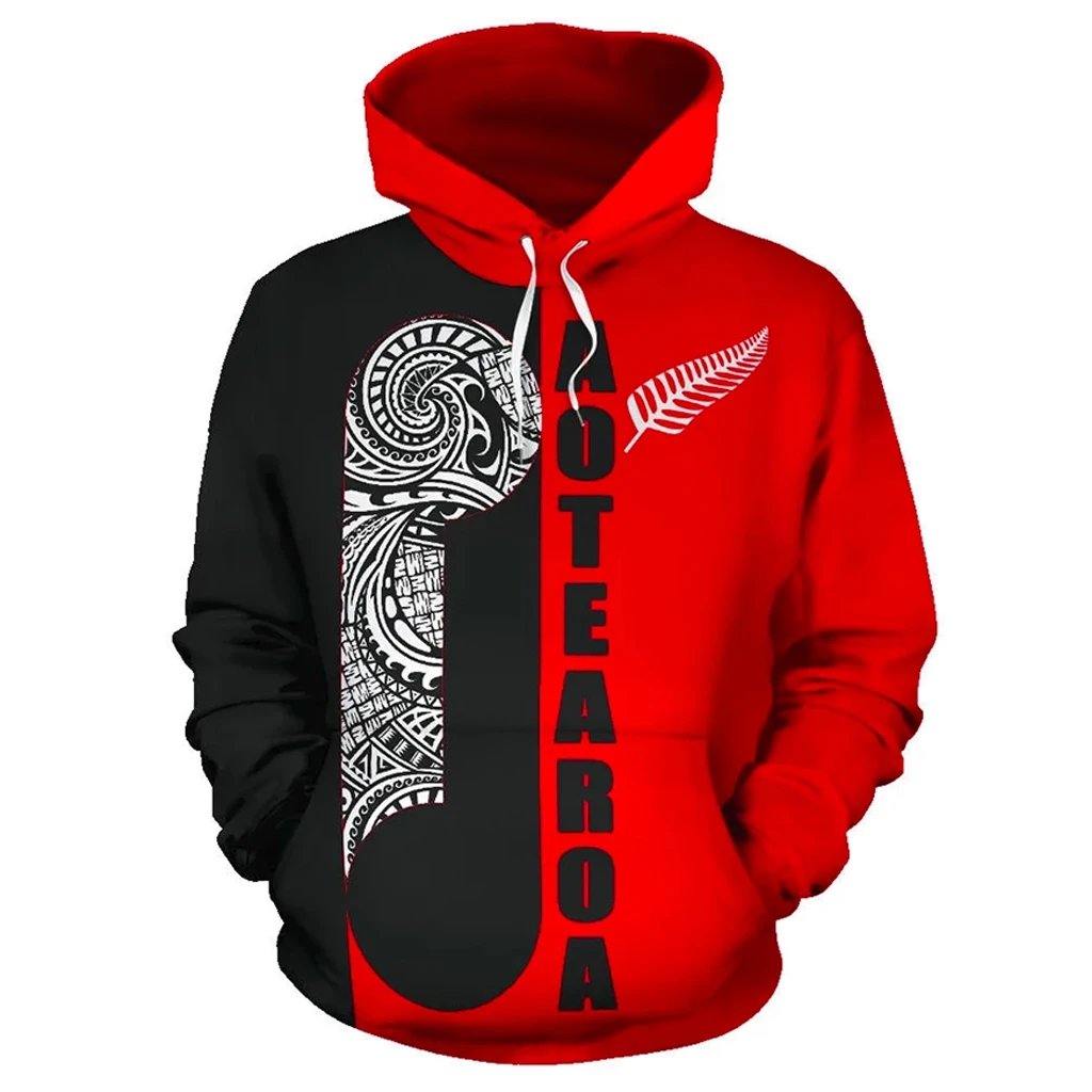 Maori Koru Aotearoa Hoodie Unisex Black - Polynesian Pride