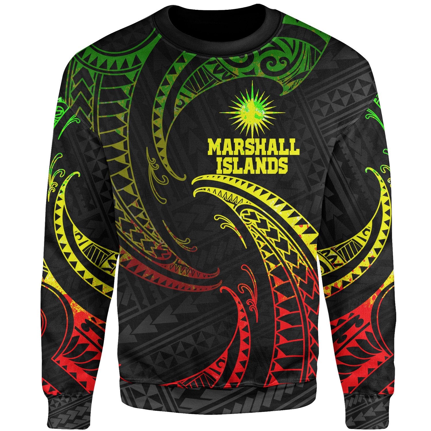 Marshall Islands Polynesian Sweater - Reggae Tribal Wave Unisex Reggae - Polynesian Pride