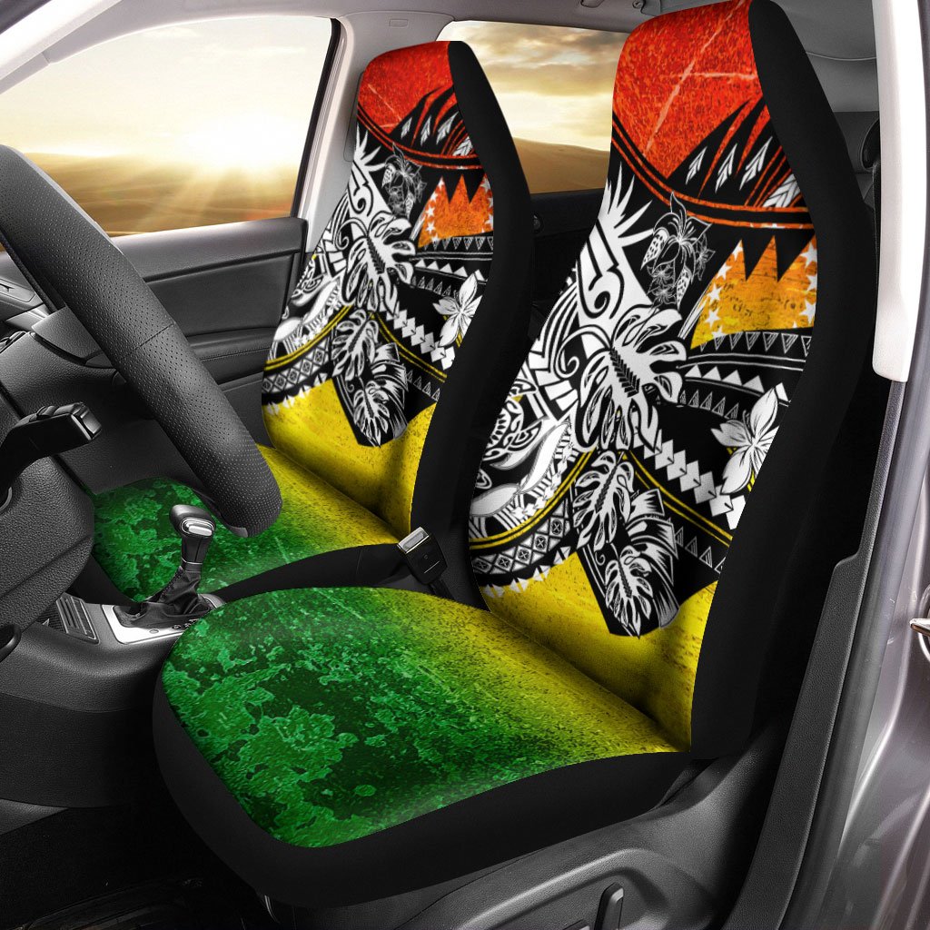 Cook Islands Car Seat Cover - The Flow OF Ocean Reggae Color Universal Fit Reggae - Polynesian Pride