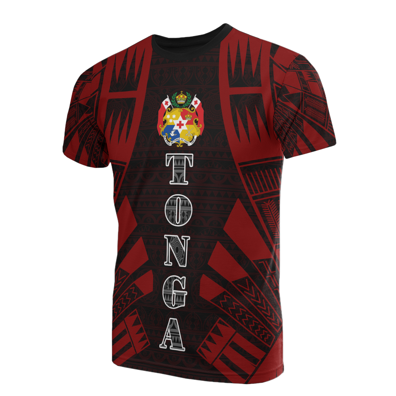 Tonga T Shirt Tonga Coat of Arms Polynesian Tattoo Red Style Unisex Red - Polynesian Pride