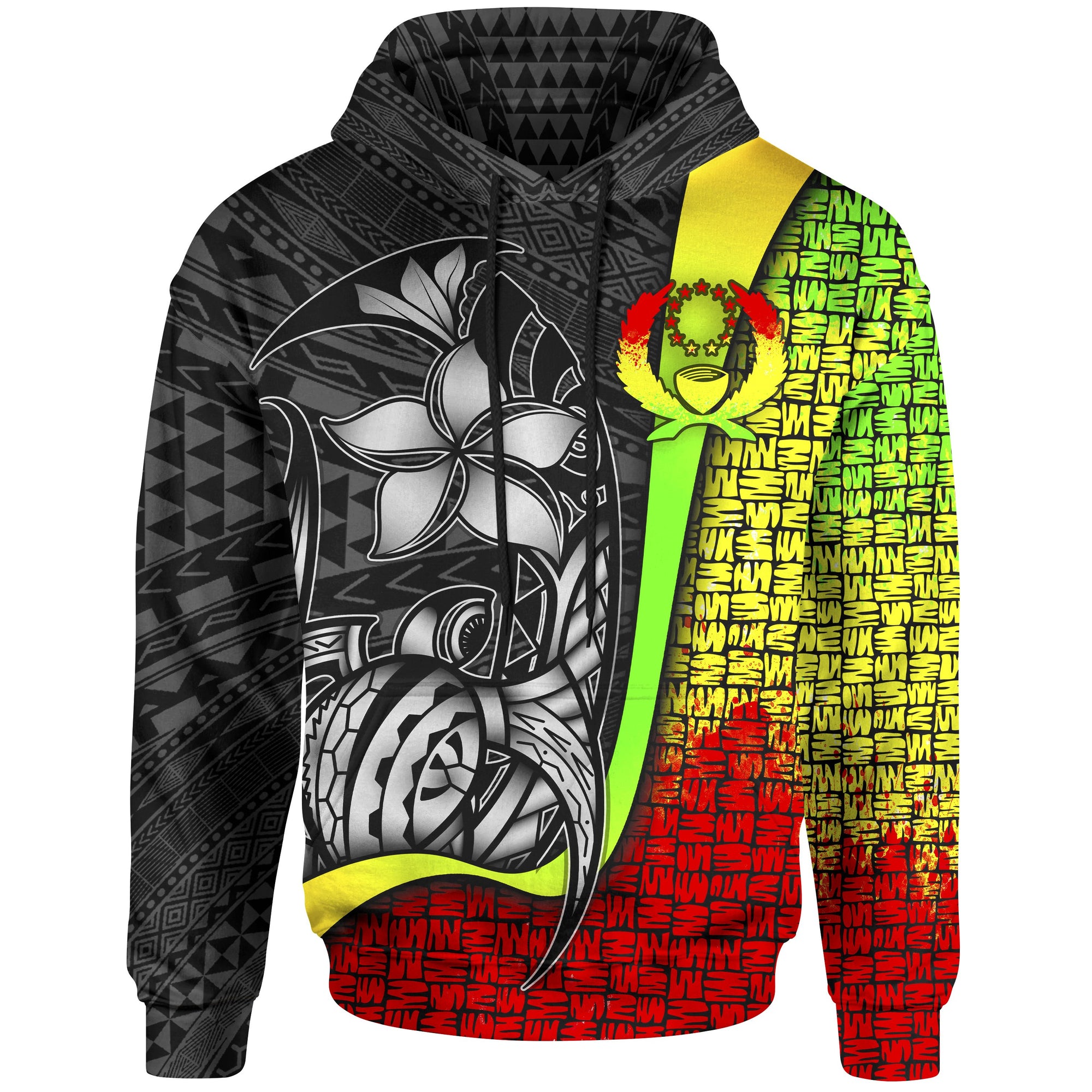 Pohnpei Micronesian Hoodie Reggae Turtle with Hook Unisex REGGAE - Polynesian Pride