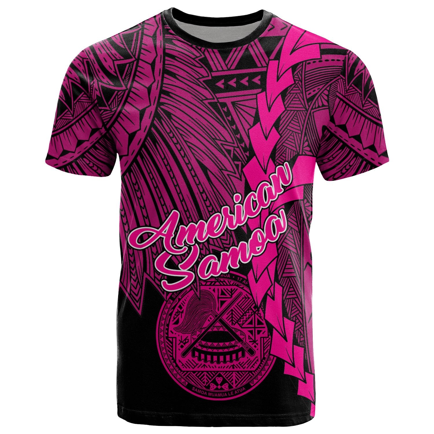 American Samoa Polynesian T Shirt Tribal Wave Tattoo Pink Unisex Pink - Polynesian Pride