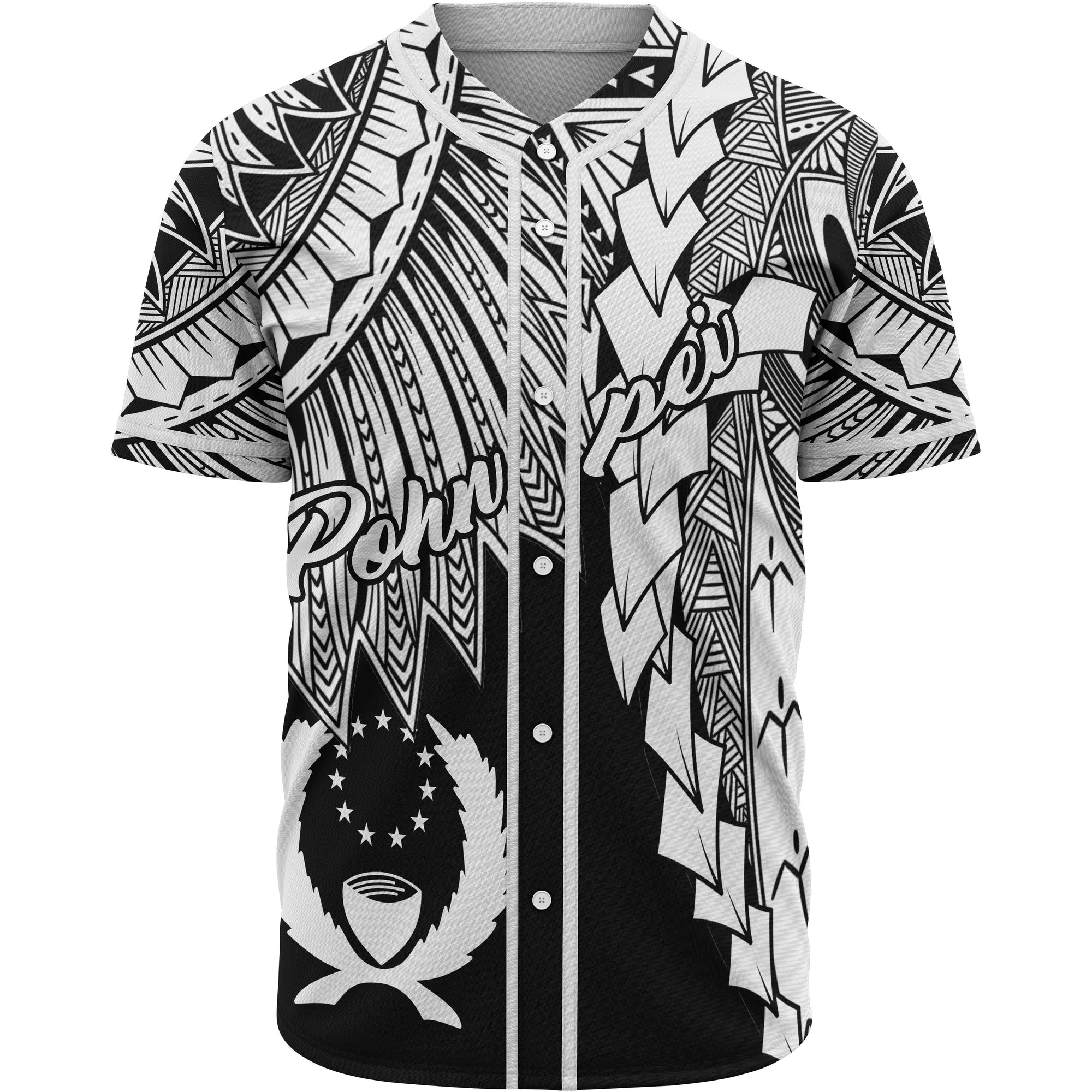 Pohnpei Polynesian Baseball Shirt - Tribal Wave Tattoo White Unisex White - Polynesian Pride