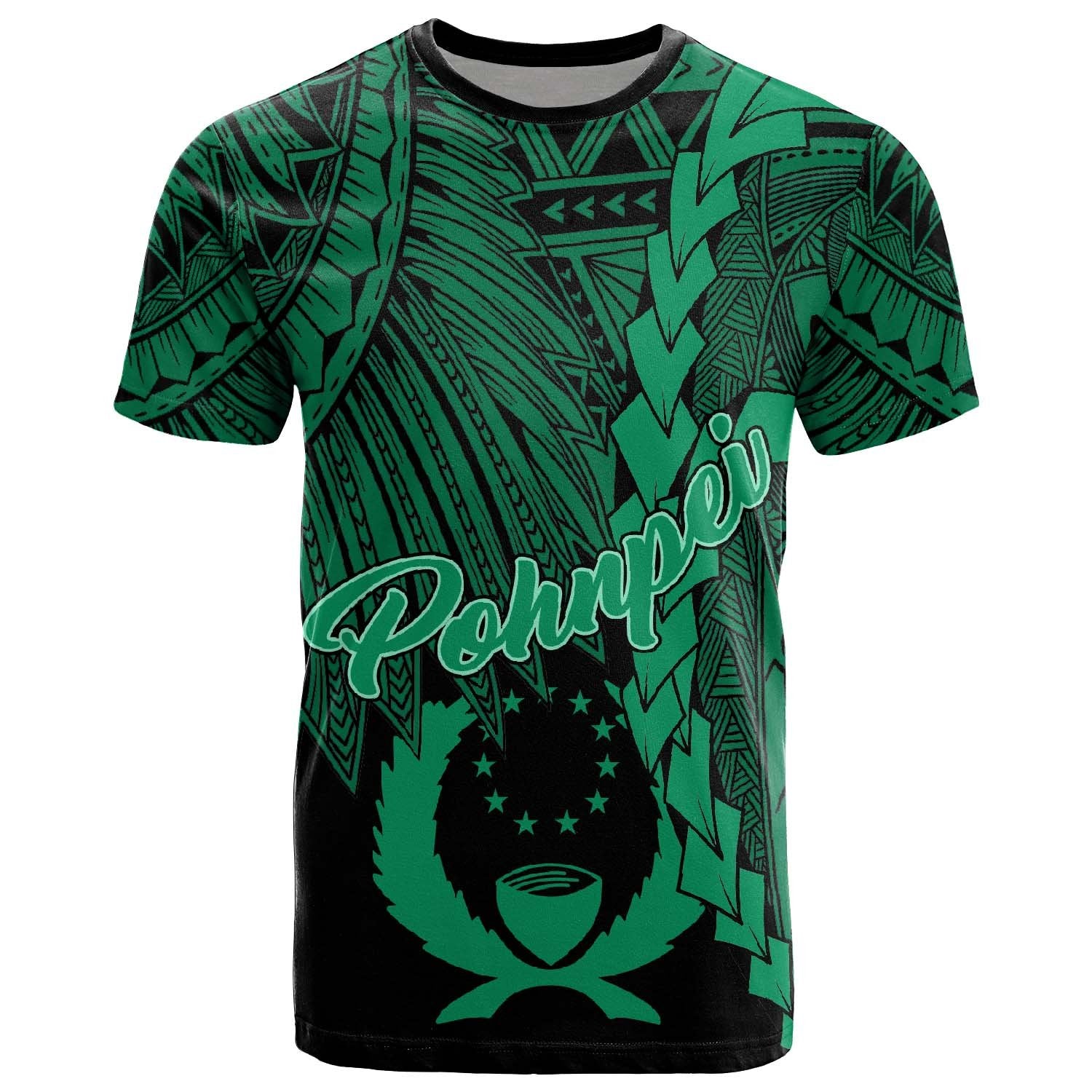 Pohnpei Micronesia T Shirt Tribal Wave Tattoo Green Unisex Green - Polynesian Pride