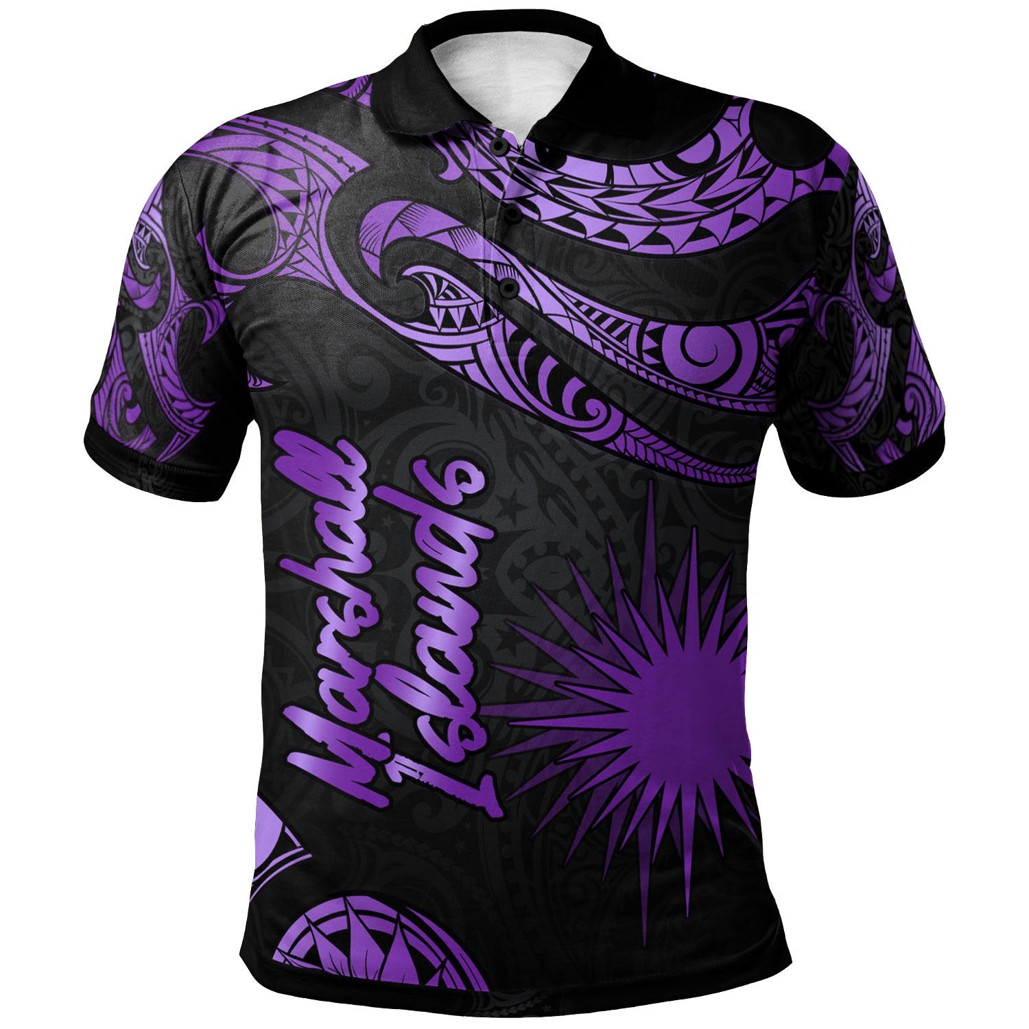 Marshall Islands Polo Shirt Polynesian Tattoo Purple Version Unisex Purple - Polynesian Pride