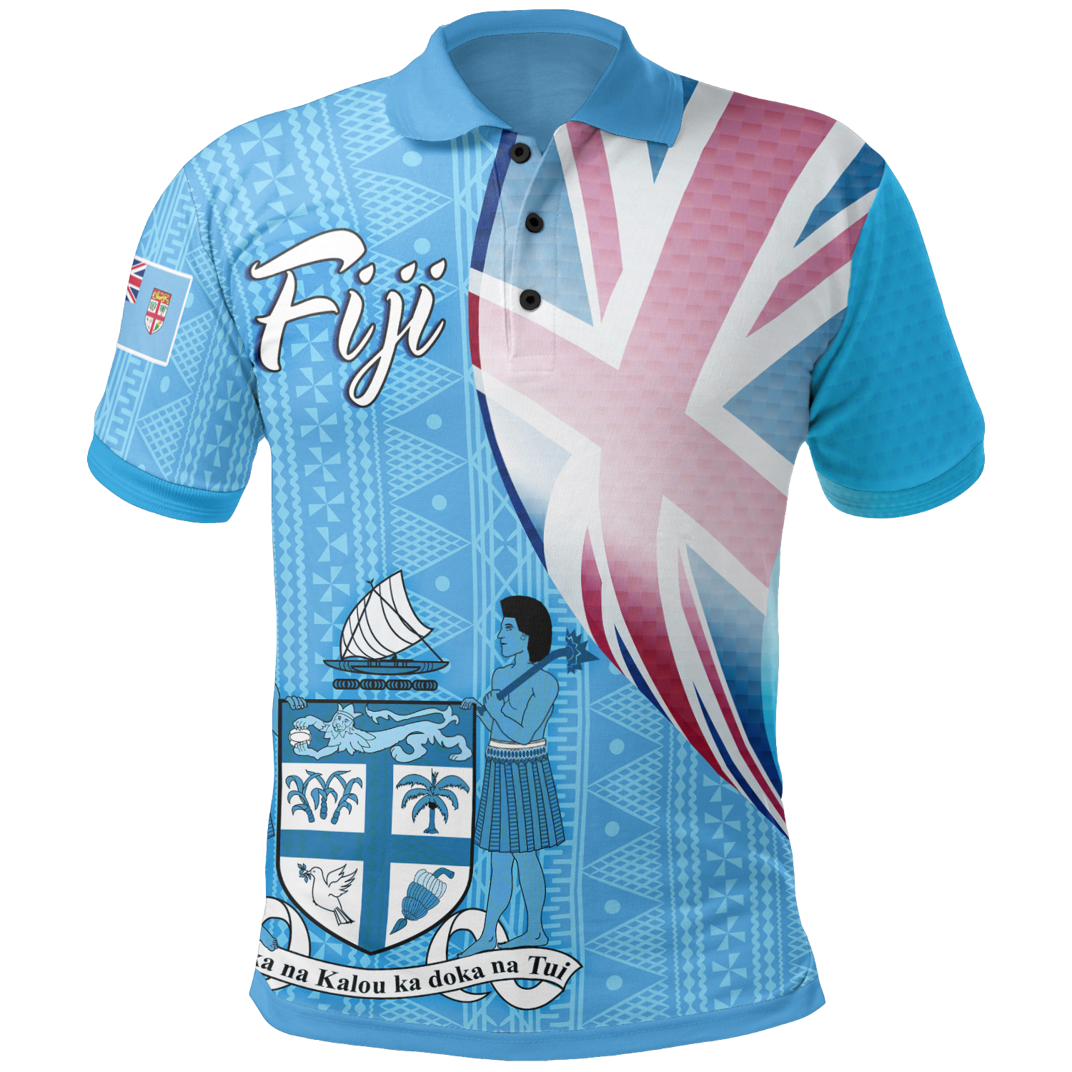 Fiji Polynesian Polo Shirt Fiji Flag Unisex Blue - Polynesian Pride