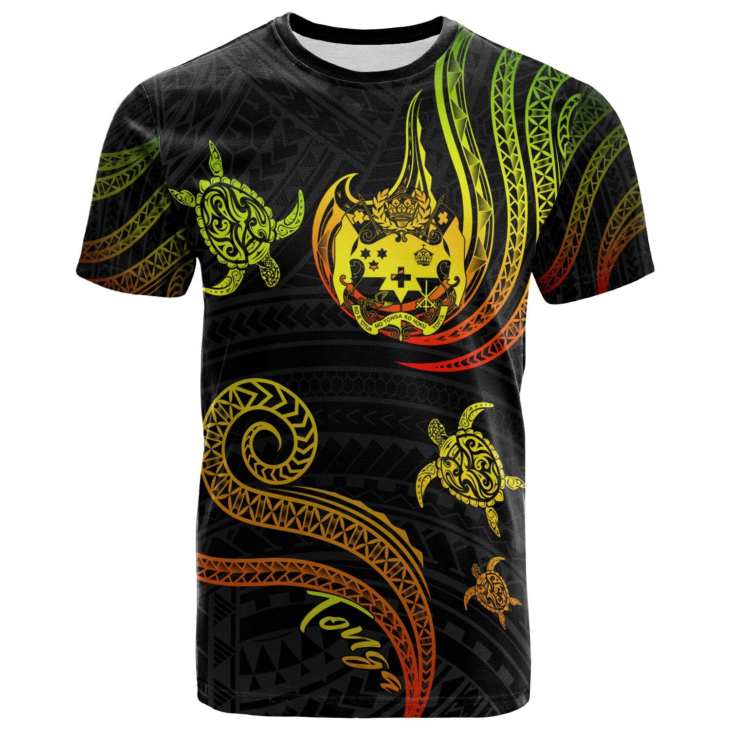 Tonga T Shirt Polynesian Turtle With Pattern Reggae Unisex Art - Polynesian Pride