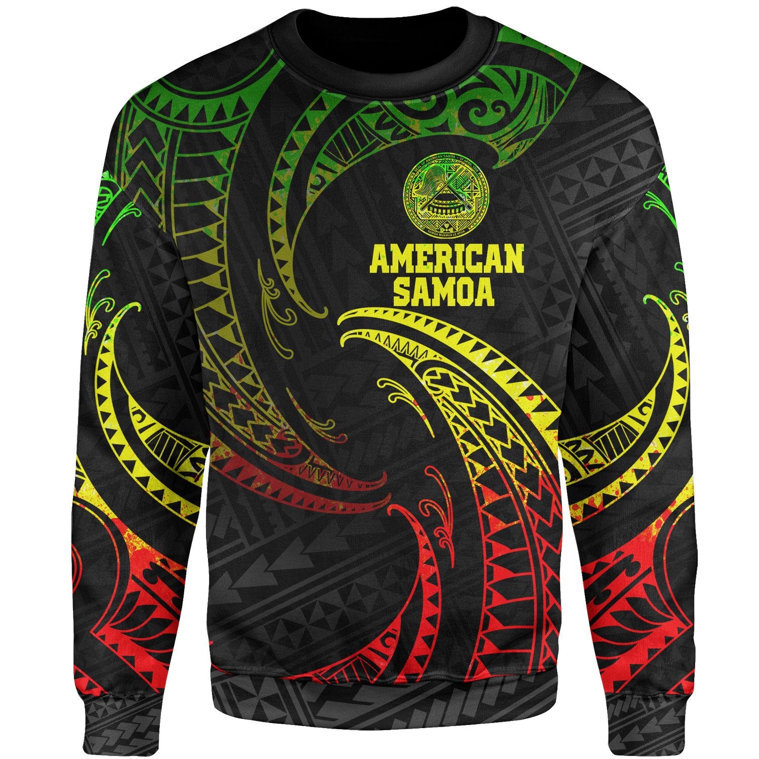 American Samoa Polynesian Sweater - Reggae Tribal Wave Unisex Reggae - Polynesian Pride